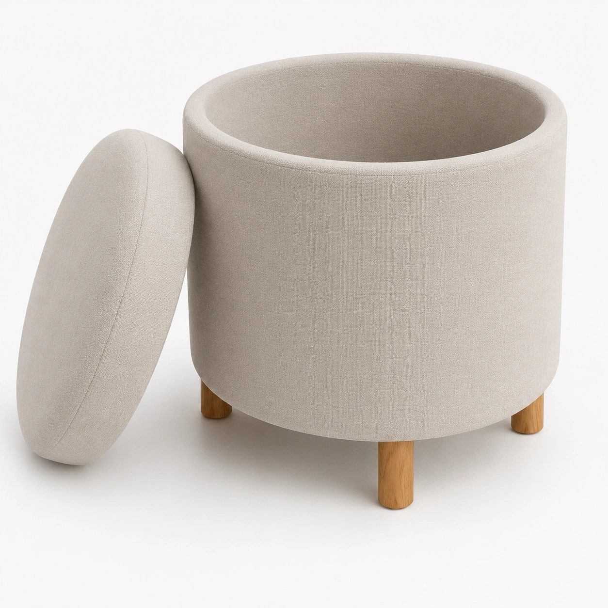 Puff de almacenamiento color beige-arvikahome