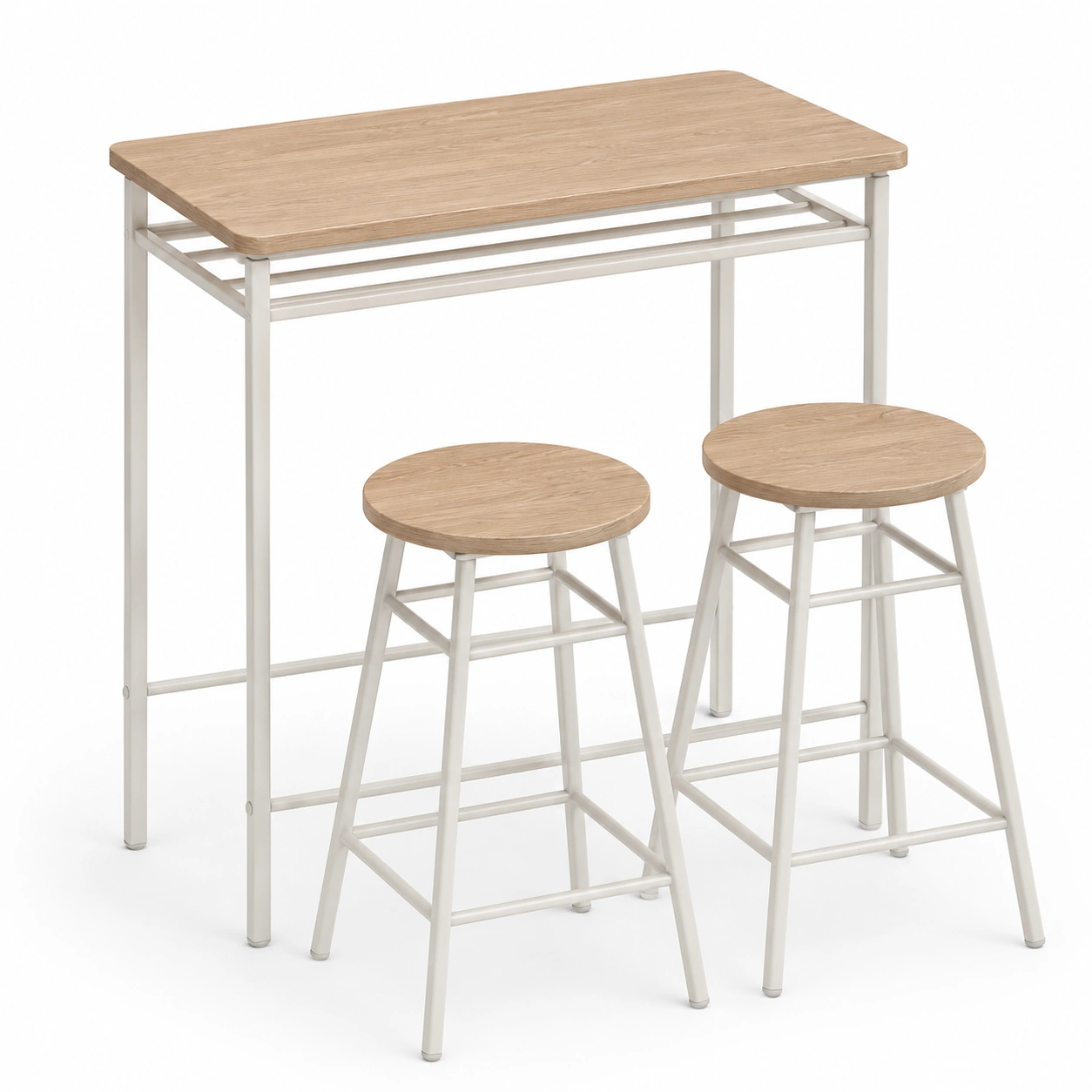 Conjunto de mesa alta y taburetes color madera natural de tres piezas-arvikahome