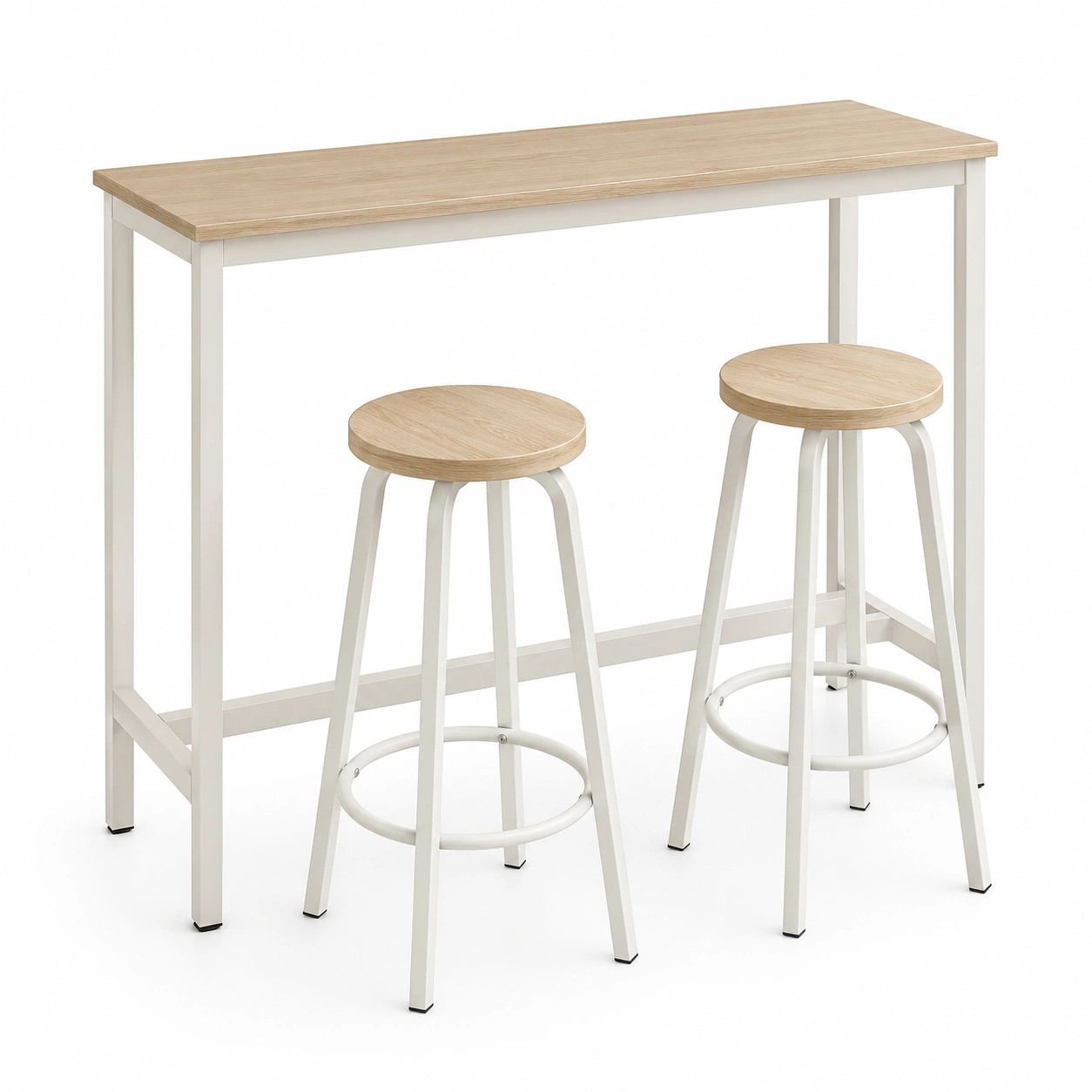 Conjunto de mesa alta y taburetes acabado madera clara de tres piezas-arvikahome