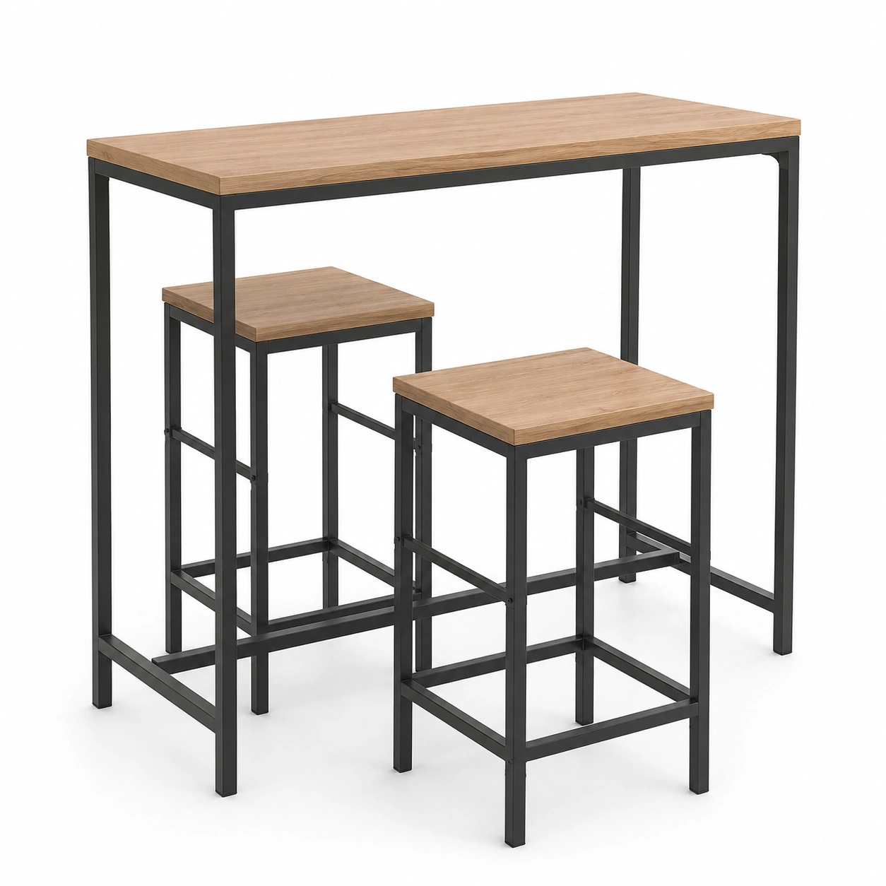 Conjunto industrial de mesa alta y taburetes de tres piezas-arvikahome
