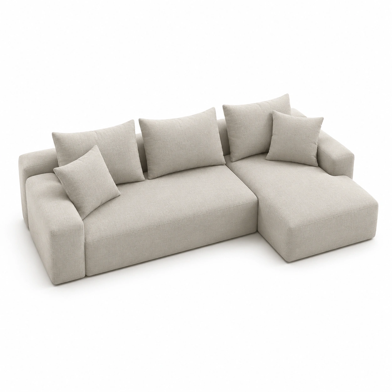Sofa modular en forma de L color marfil-arvikahome