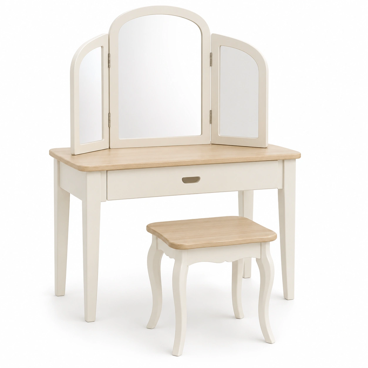 Tocador infantil acabado madera con espejo triple-arvikahome