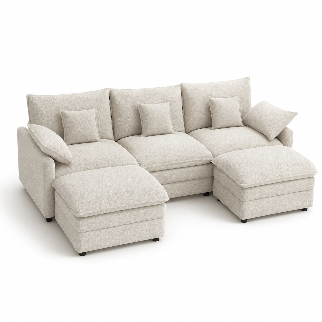 Sofa con doble reposapies color marfil-arvikahome