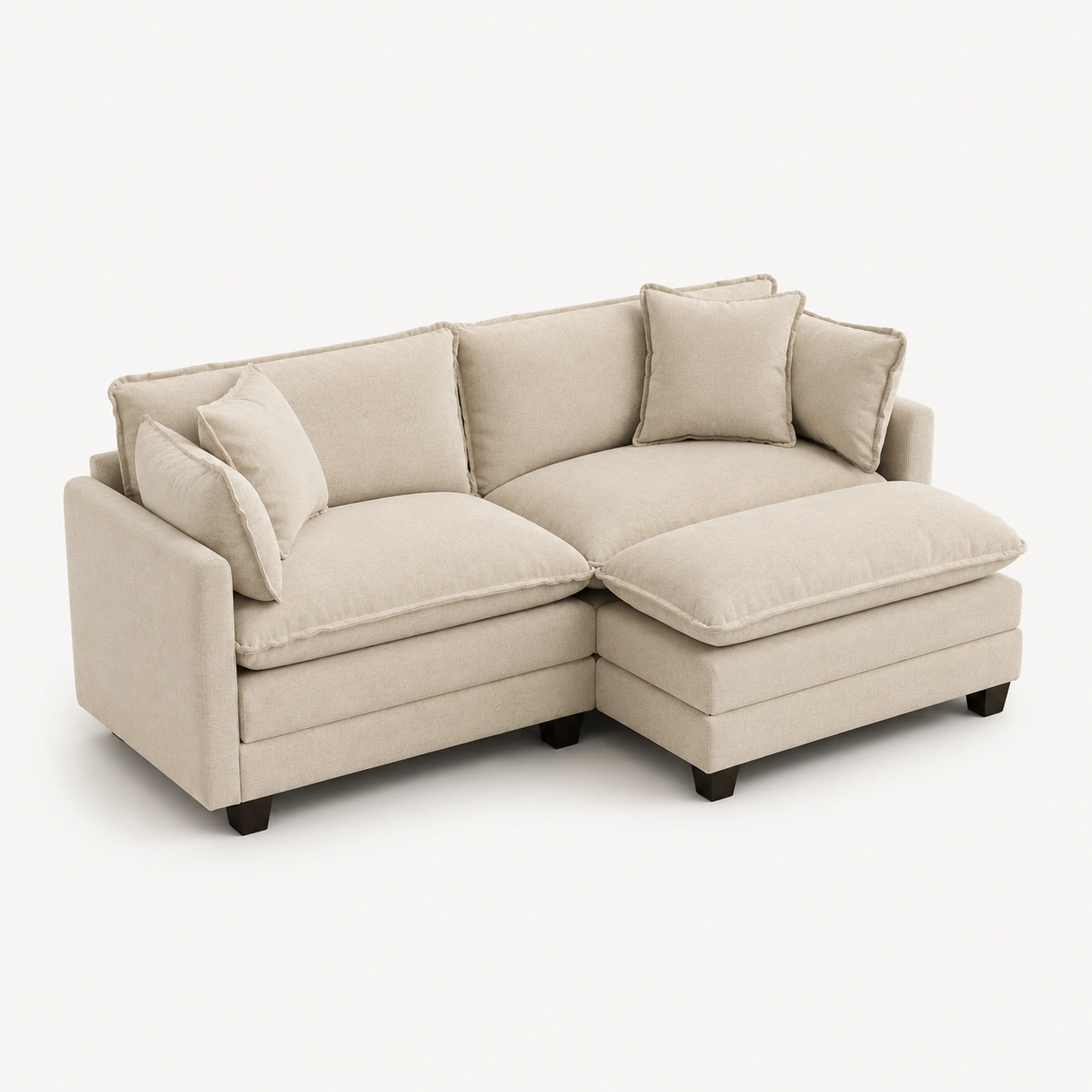 Sofa esquinero con chaise longue color marfil-arvikahome