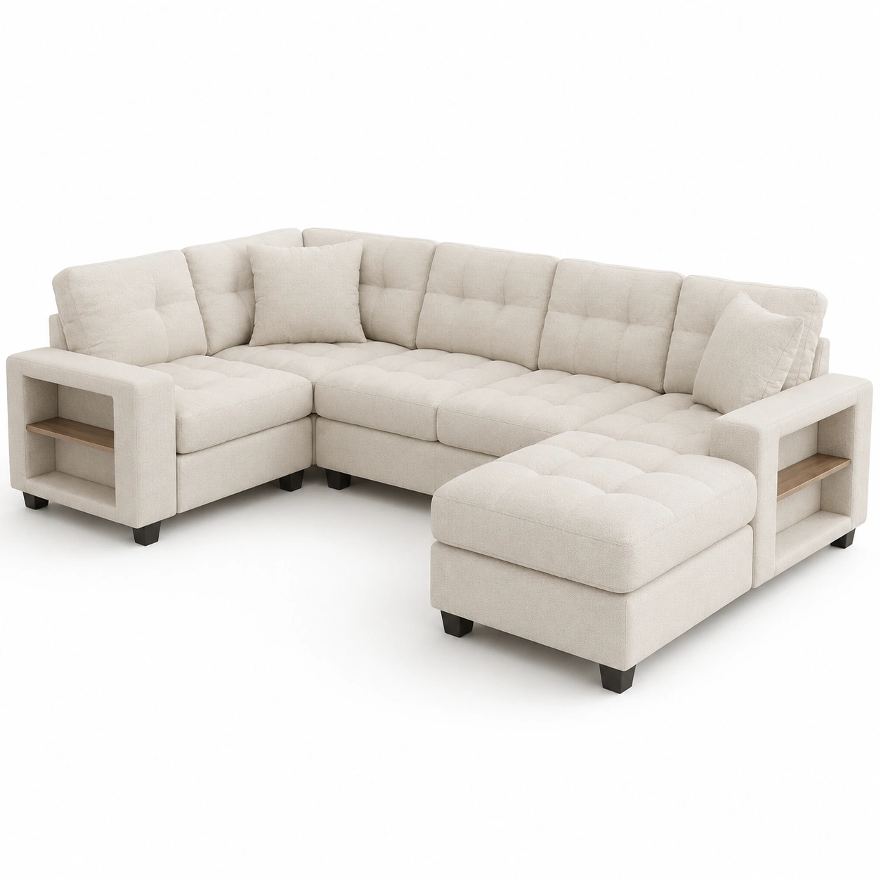 Sofa en forma de L color beige-arvikahome