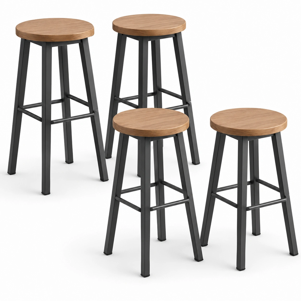 Juego de 4 taburetes altos con asiento de madera-arvikahome