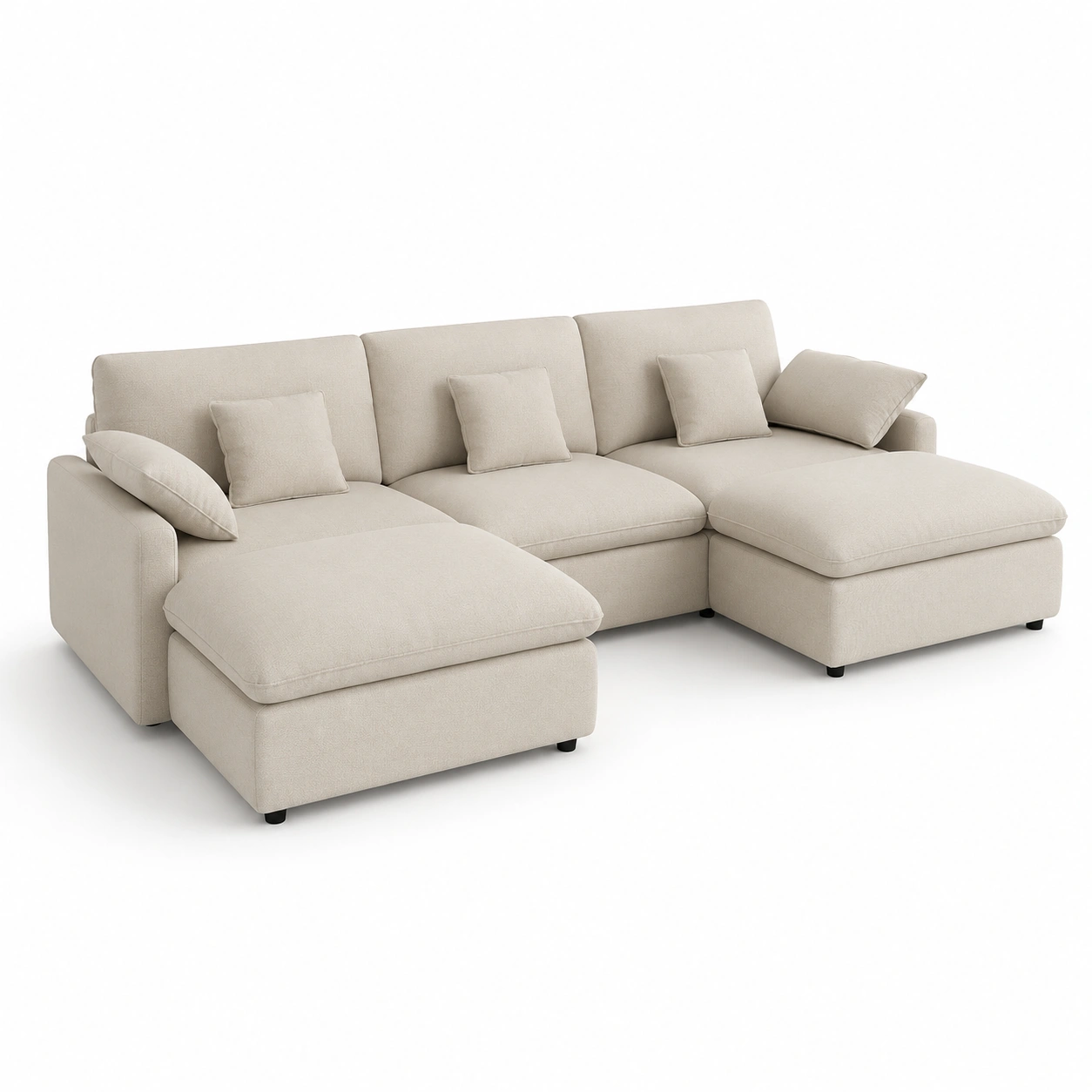 Sofa esquinero con doble chaise longue color marfil-arvikahome