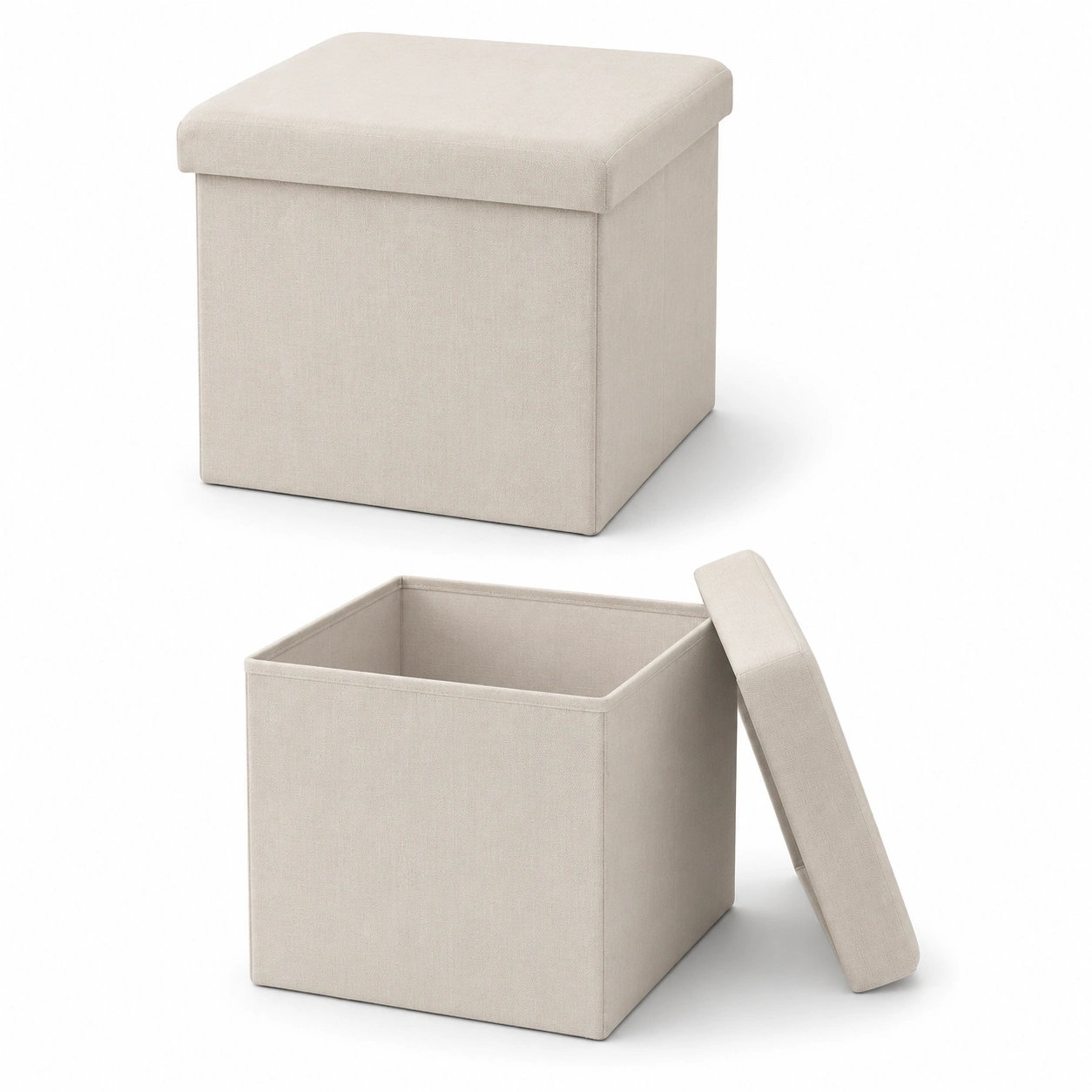 Puf plegable de almacenamiento beige-arvikahome