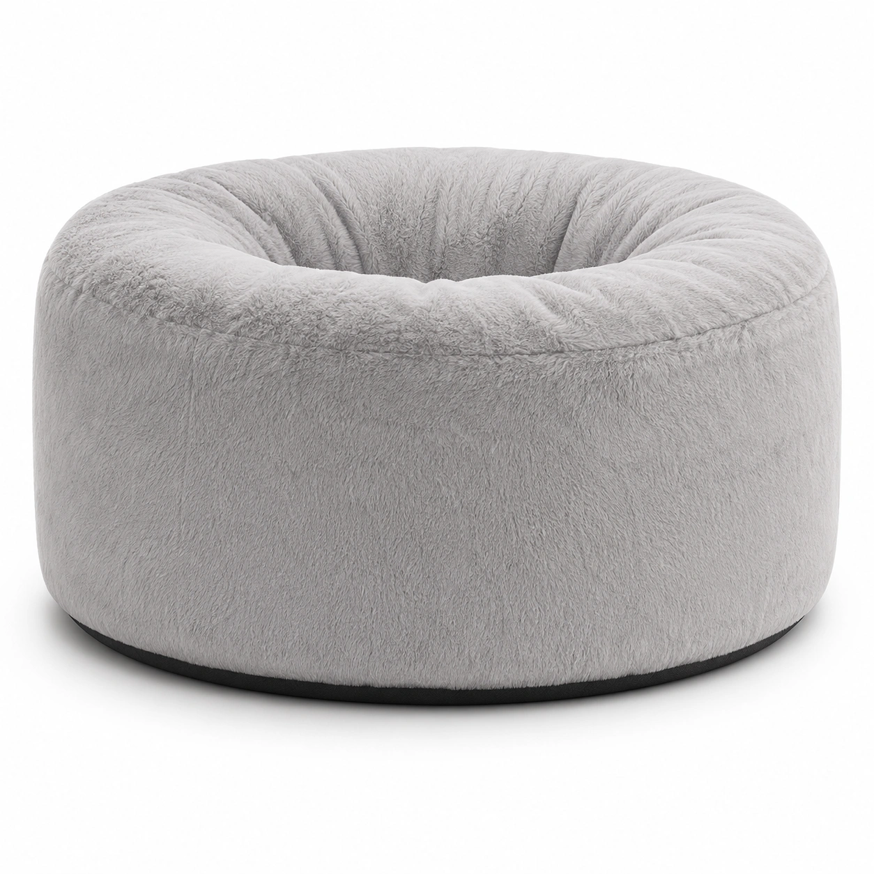 Sillon redondo tipo puf de felpa gris claro-arvikahome
