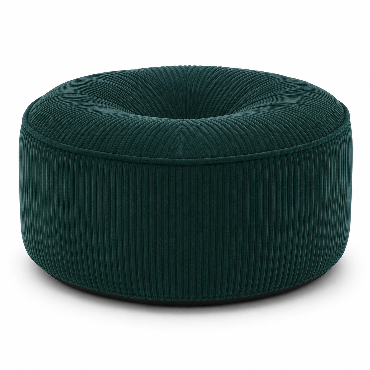 Sillon redondo tipo puf de pana verde oscuro-arvikahome
