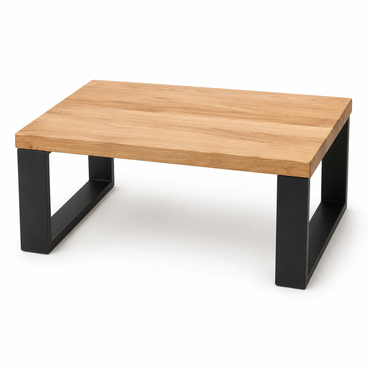 Mesa de centro de madera natural con estructura de metal negro-arvikahome