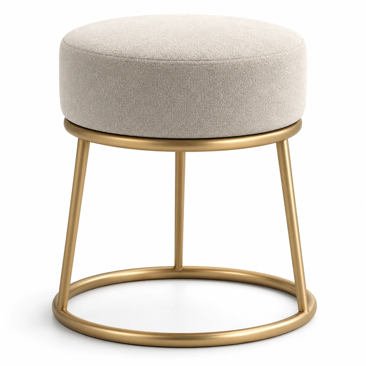 Puff redondo metalico color beige-arvikahome