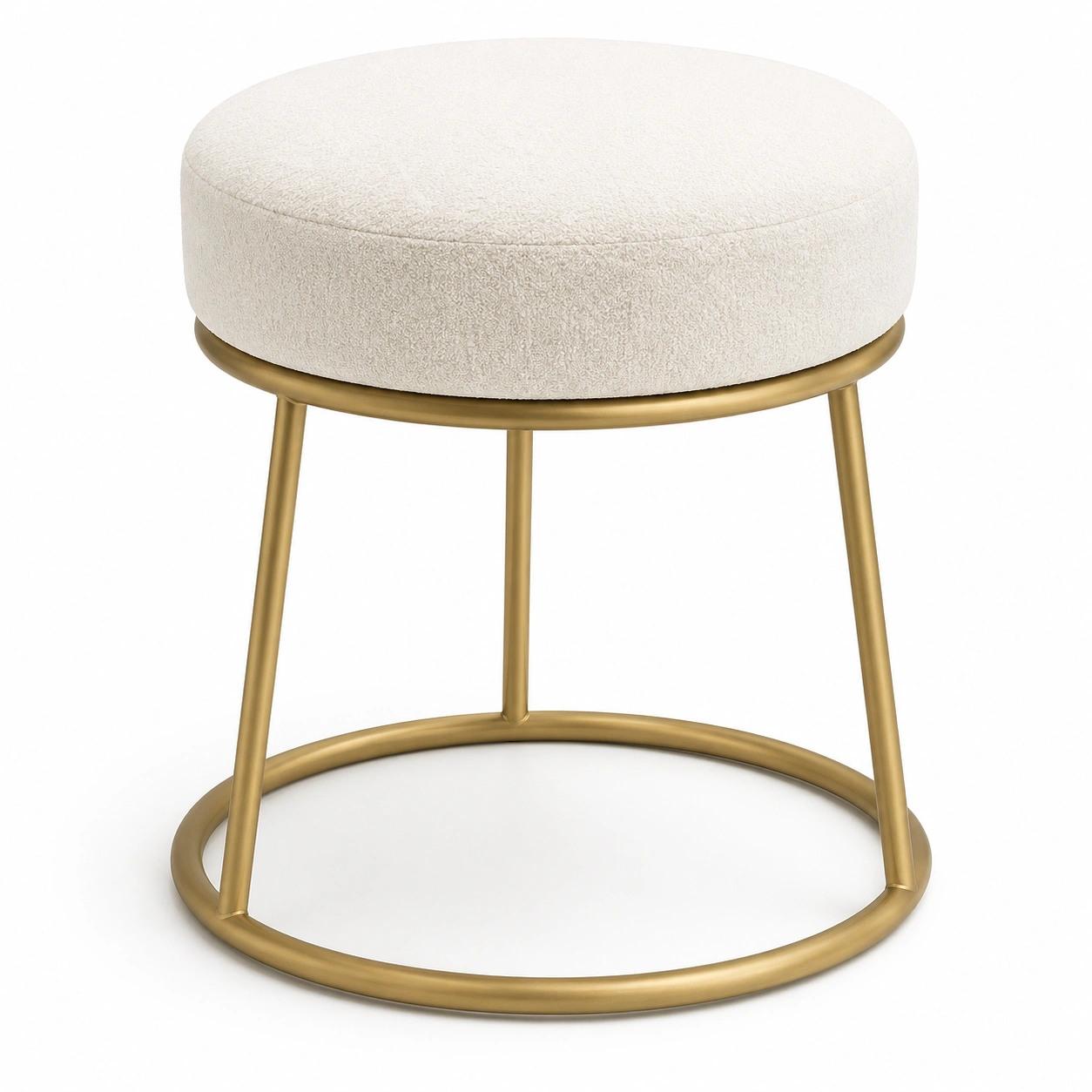 Puff redondo metalico dorado color beige-arvikahome