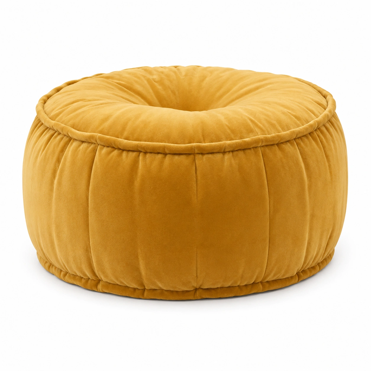 Puff redondo de terciopelo amarillo-arvikahome