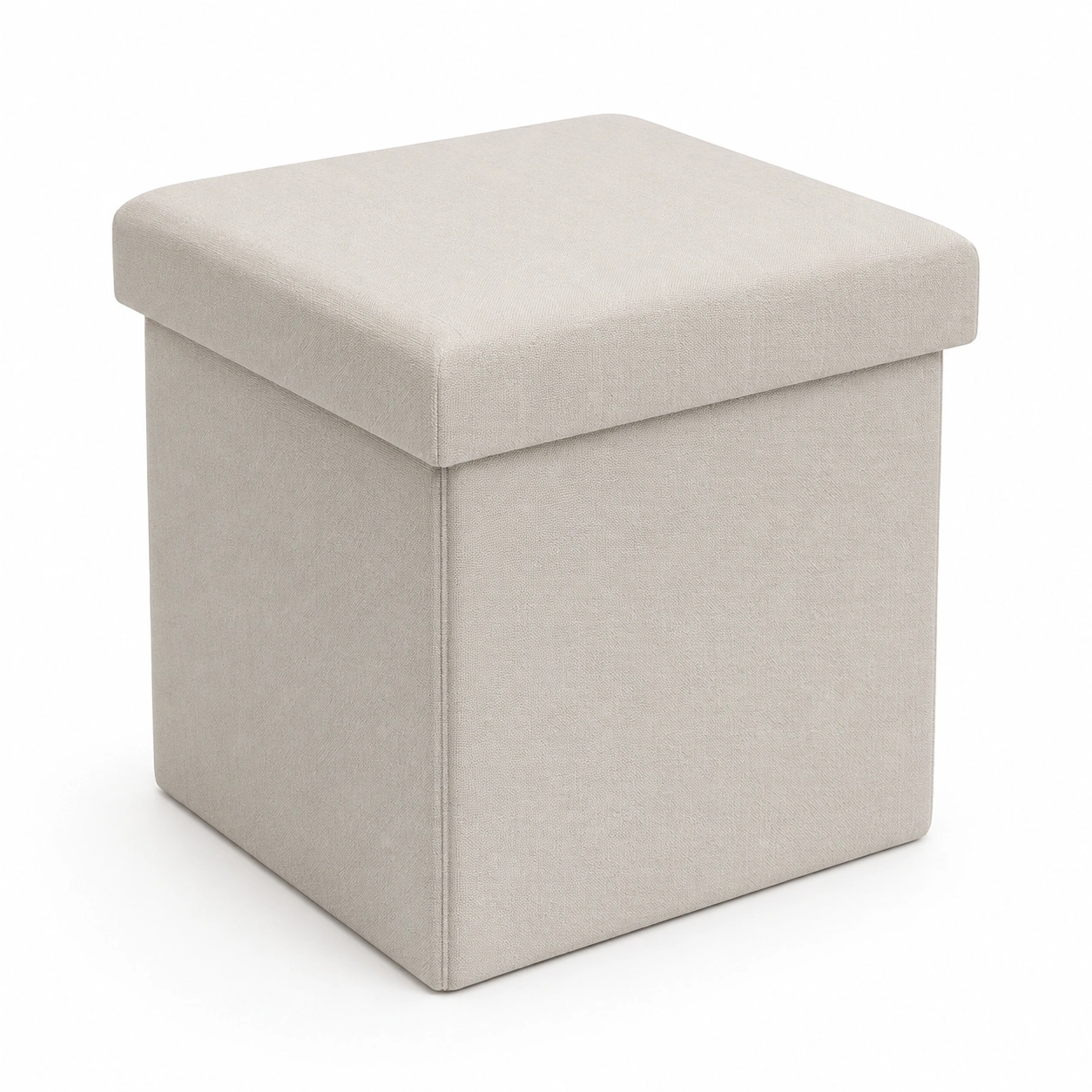 Puf de tela color marfil con almacenamiento-arvikahome