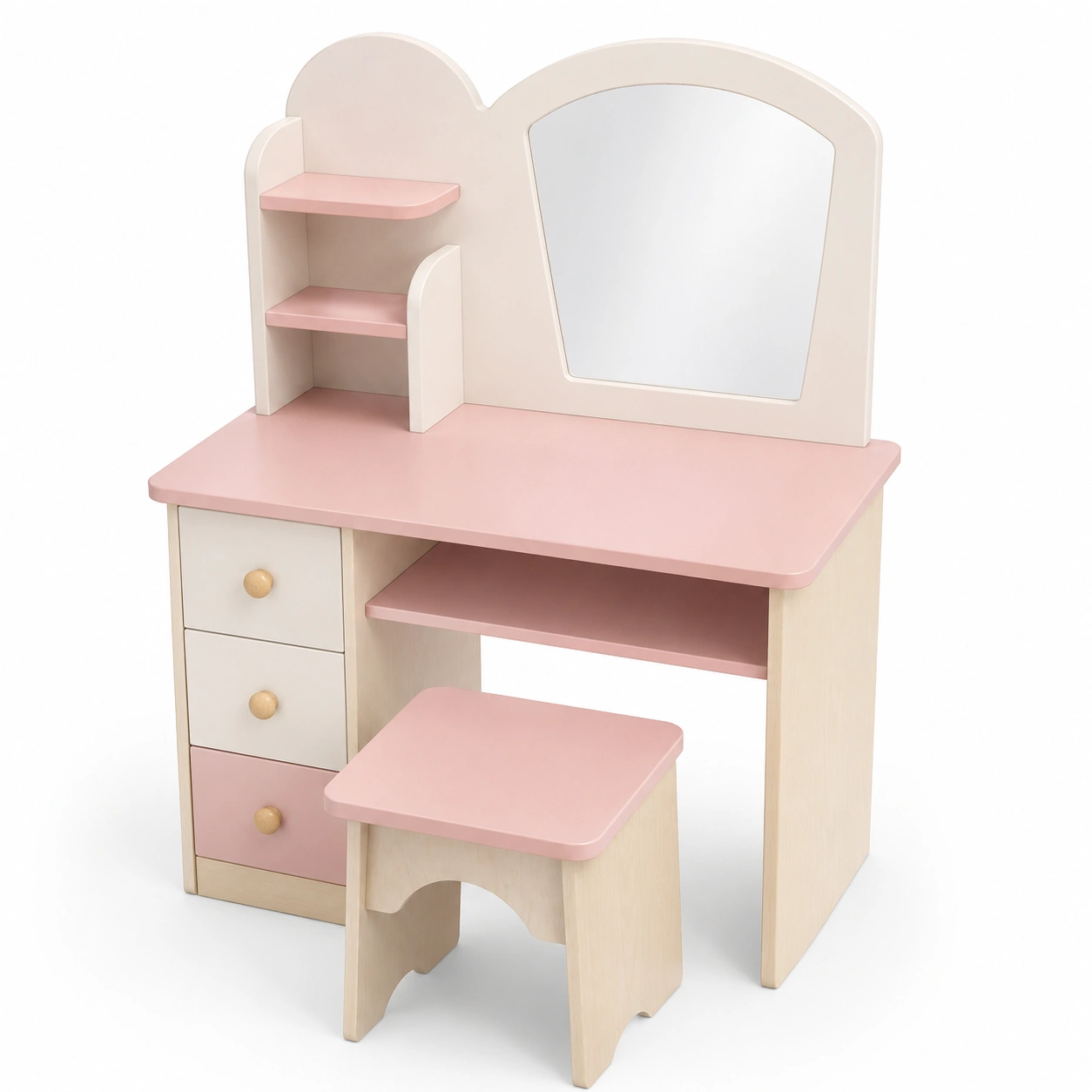 Conjunto de tocador infantil rosa con espejo-arvikahome