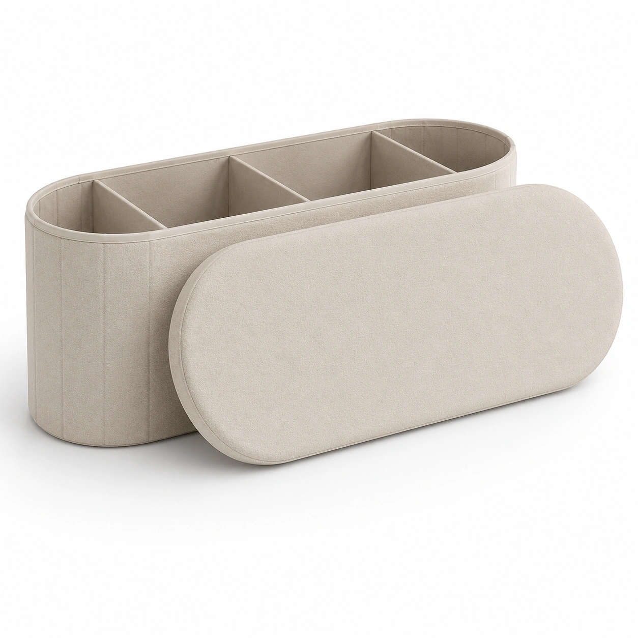 Caja organizadora compartimentada tapizada blanco roto-arvikahome