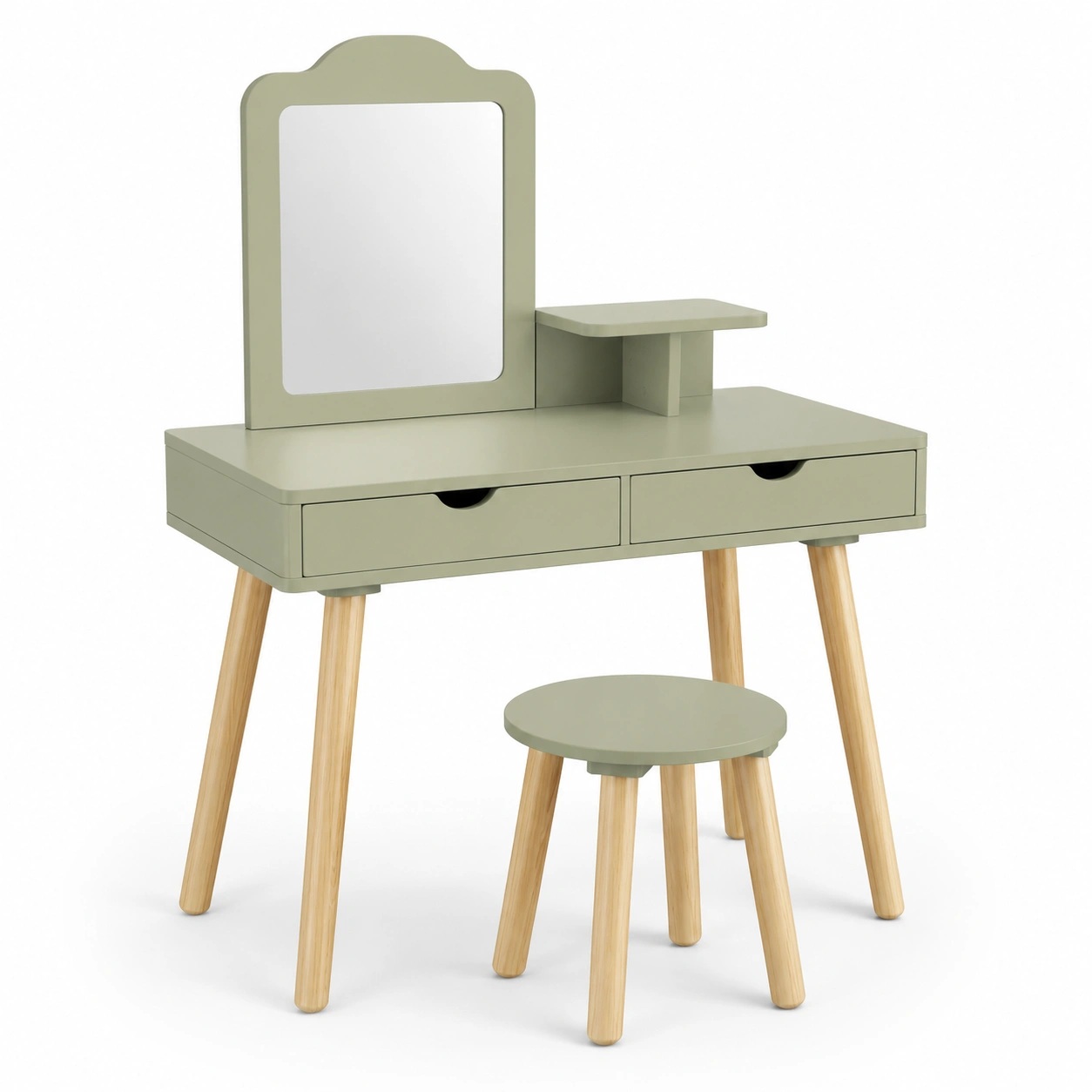 Tocador infantil con dos cajones verde-arvikahome