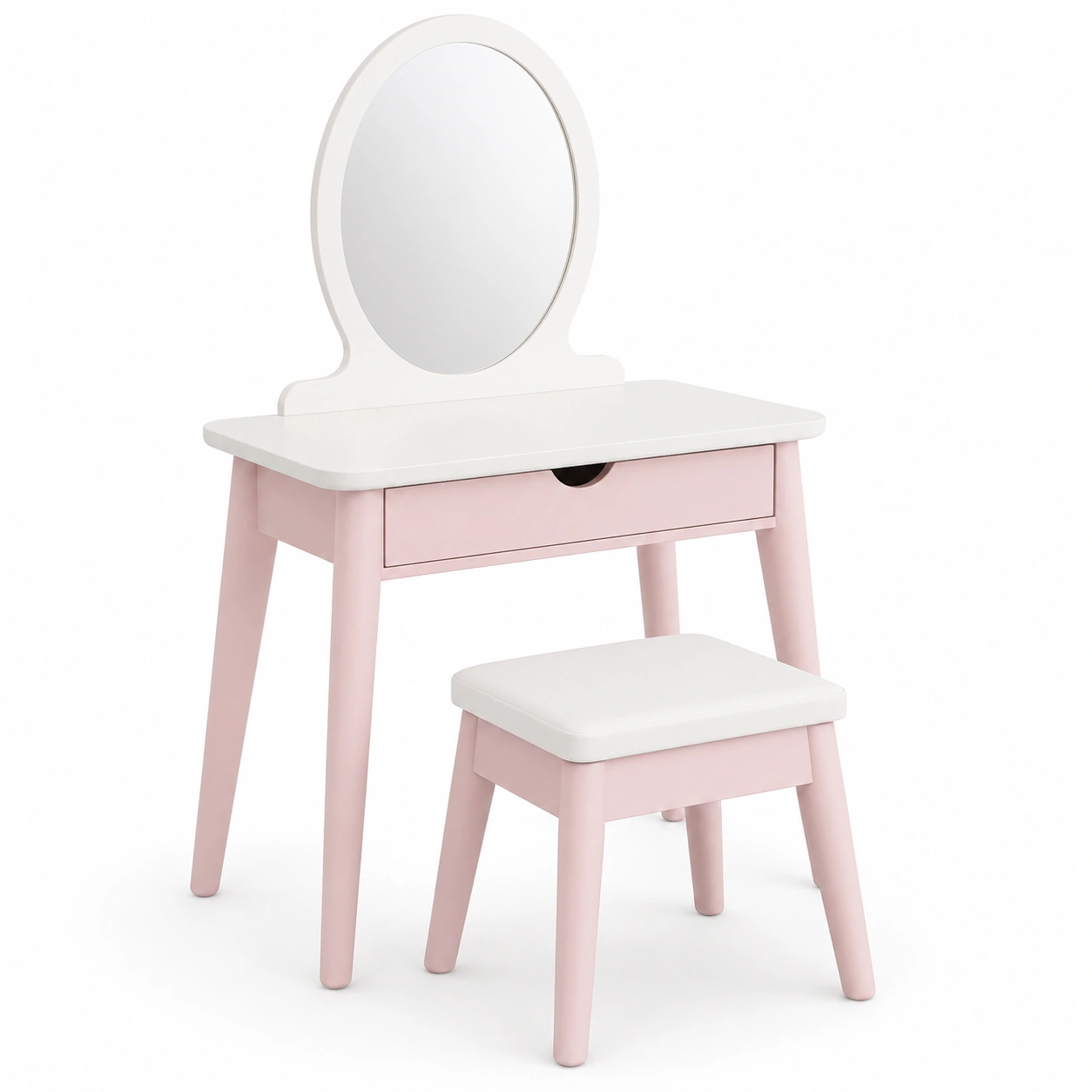 Conjunto de tocador infantil rosa y blanco-arvikahome