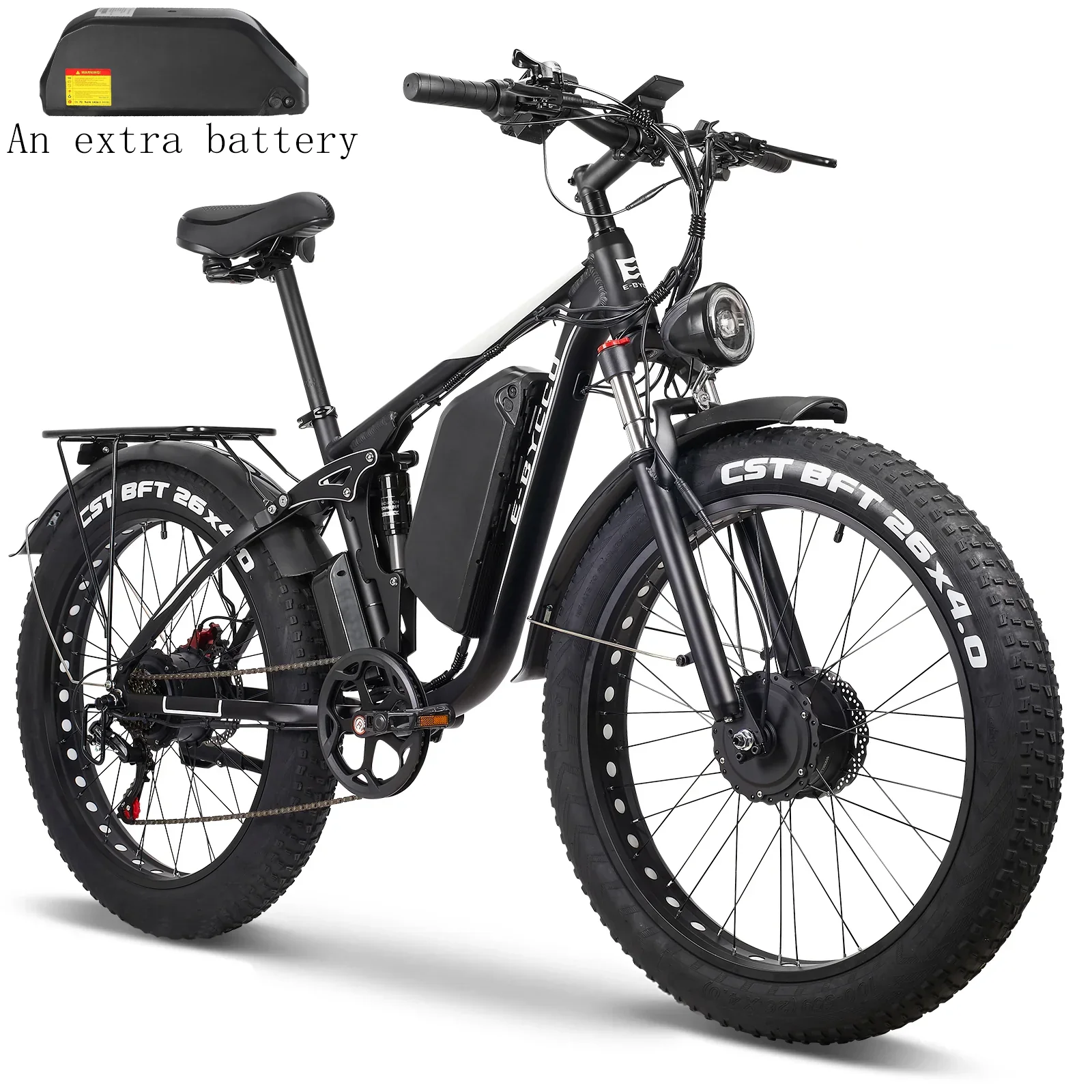 EBycco EB7PRO Peak 6000W  Dual  Motor Ebike for Adults Electric Tire Bike 52V 32AH, Max 40-45 MPH, 100 Miles Long Range, Hydraulic Disc Brake, 24"/26" Fat  Offroad Hunting E-Bike, Full Suspension Electric Bicycle,father'sdaygifts,campingessentials,camping