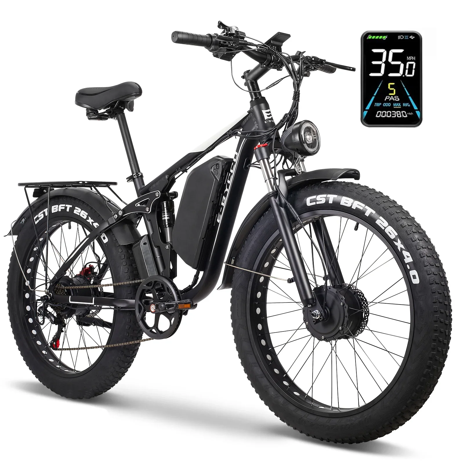 EBycco EB7PRO Peak 6000W  Dual  Motor Ebike for Adults Electric Tire Bike 52V 32AH, Max 40-45 MPH, 100 Miles Long Range, Hydraulic Disc Brake, 24"/26" Fat  Offroad Hunting E-Bike, Full Suspension Electric Bicycle,father'sdaygifts,campingessentials,camping