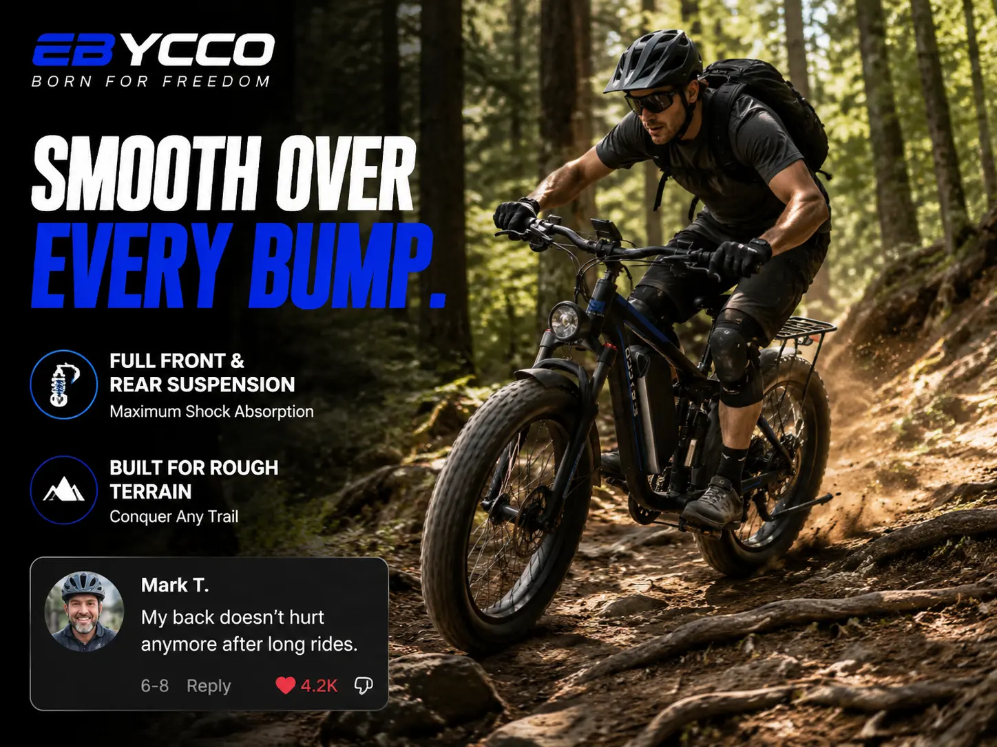 EBycco EB7PRO Peak 6000W  Dual  Motor Ebike for Adults Electric Tire Bike 52V 32AH, Max 40-45 MPH, 100 Miles Long Range, Hydraulic Disc Brake, 24"/26" Fat  Offroad Hunting E-Bike, Full Suspension Electric Bicycle,father'sdaygifts,campingessentials,camping