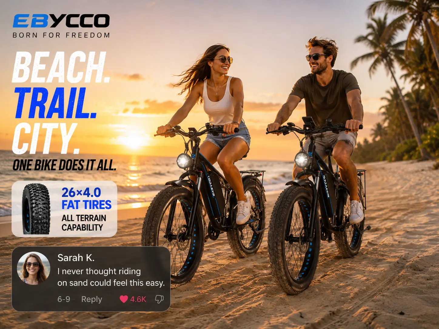 EBycco EB7PRO Peak 6000W  Dual  Motor Ebike for Adults Electric Tire Bike 52V 32AH, Max 40-45 MPH, 100 Miles Long Range, Hydraulic Disc Brake, 24"/26" Fat  Offroad Hunting E-Bike, Full Suspension Electric Bicycle,father'sdaygifts,campingessentials,camping