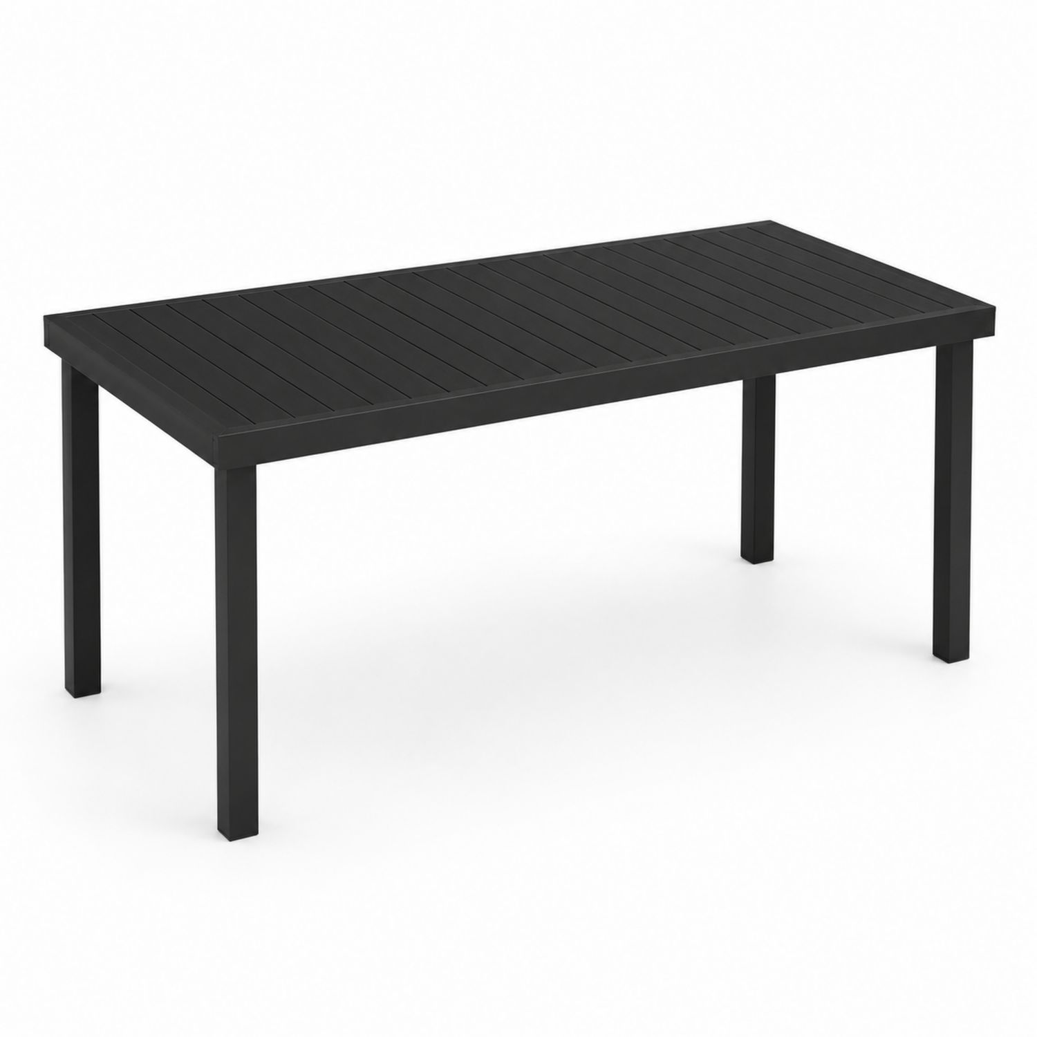Tavolo da pranzo rettangolare in alluminio nero 160x90 cm