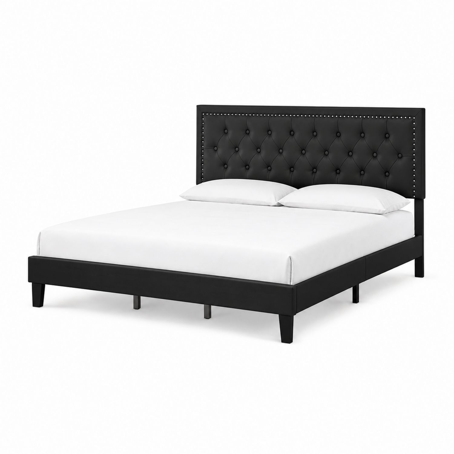 Letto con Testiera in Similpelle Nero 160x200 cm