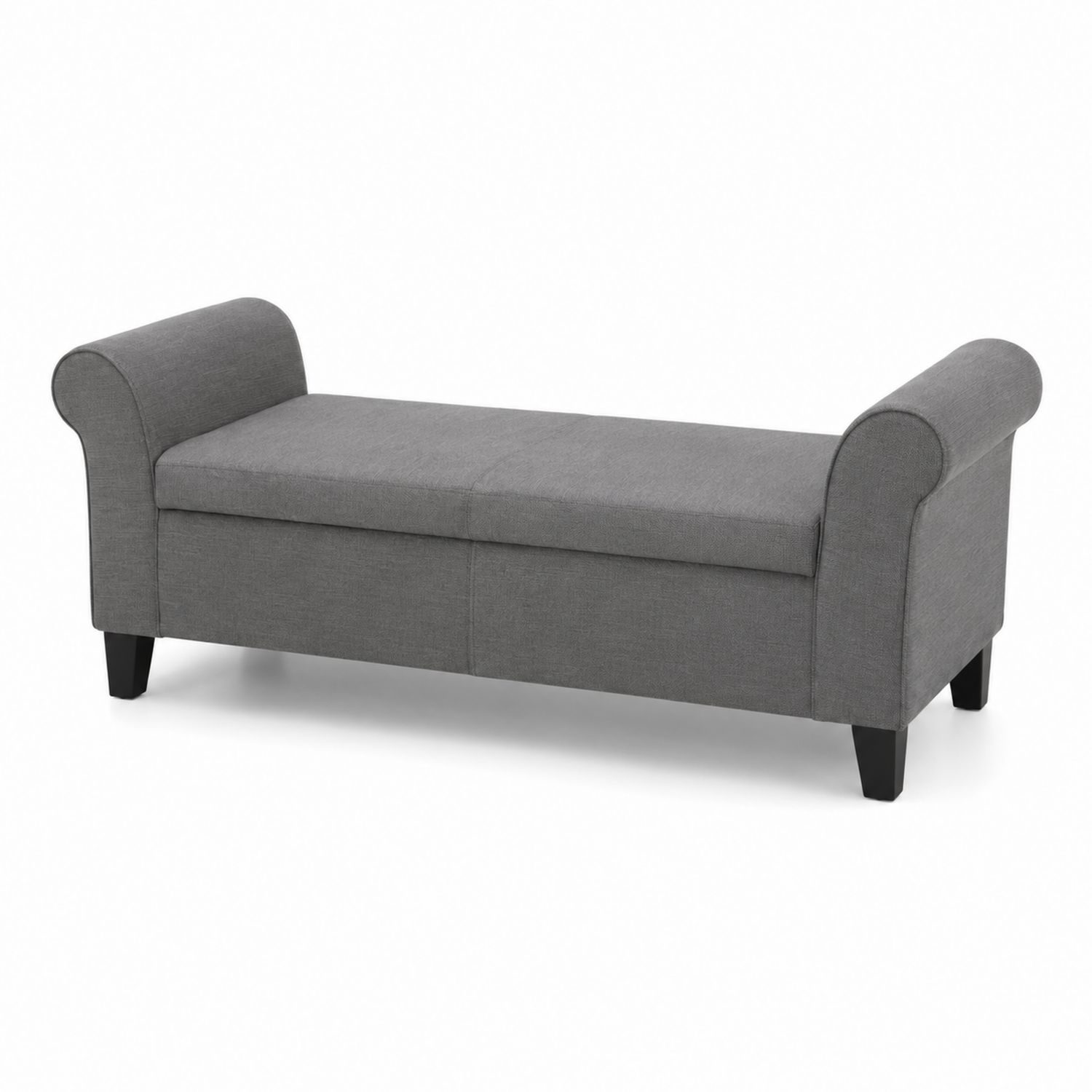 Panca in tessuto grigio con vano contenitore 140x40x50 cm