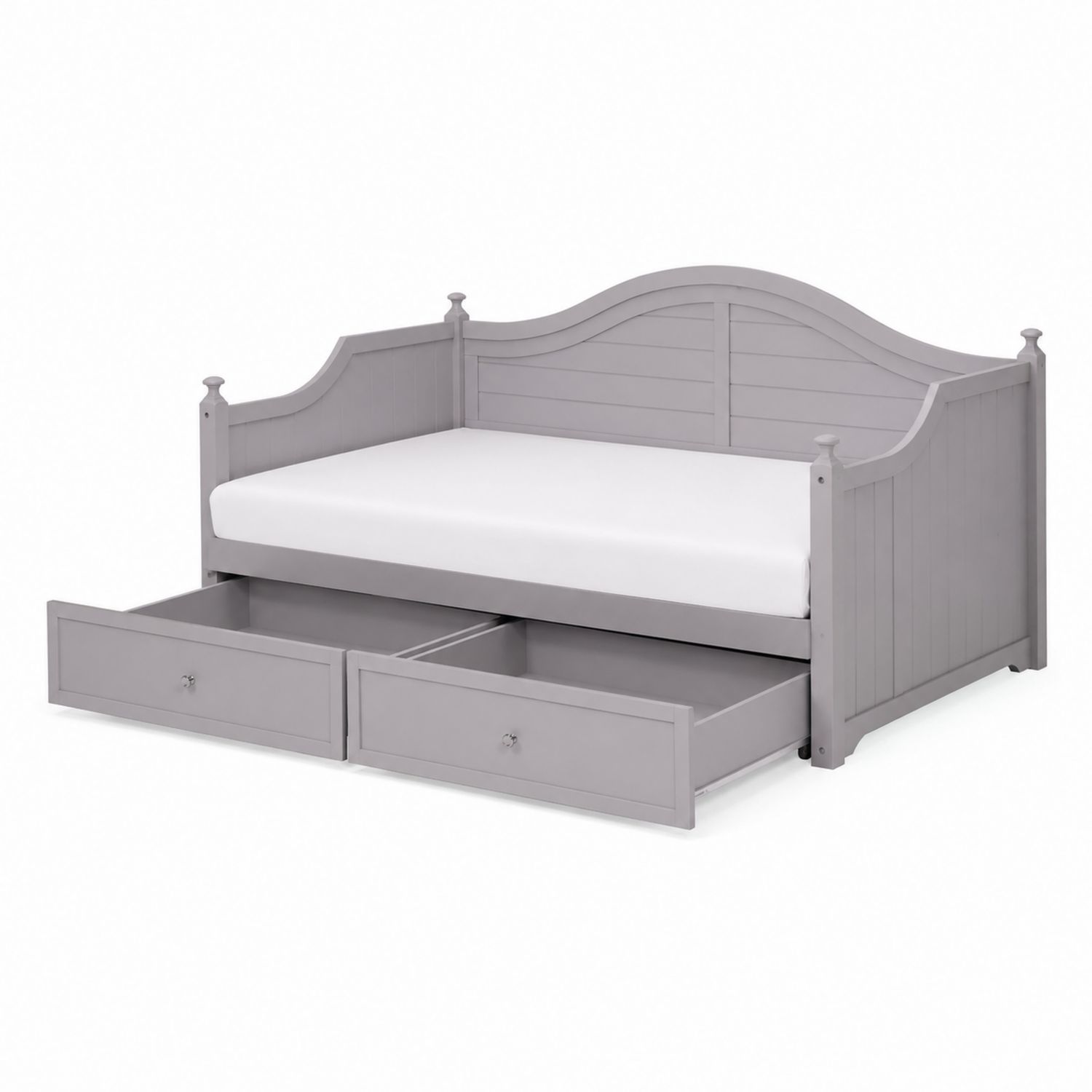 Letto singolo con cassetti in legno di pino grigio