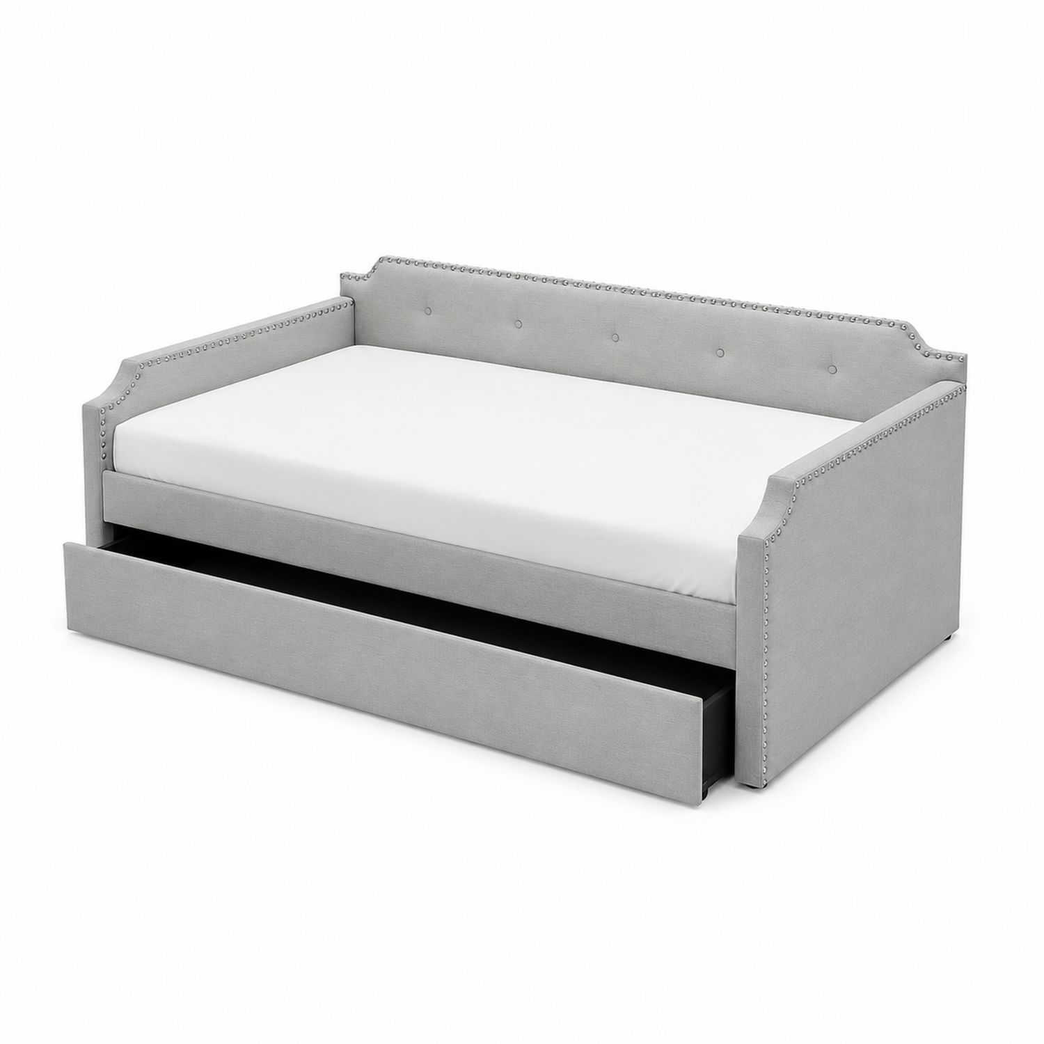 Letto divano singolo con estraibile in tessuto grigio