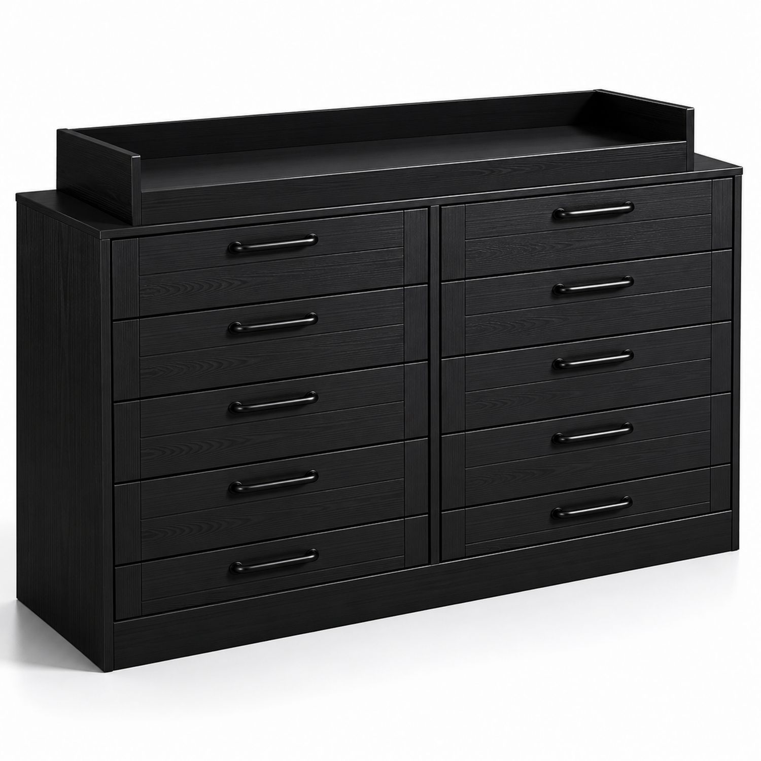 Cassettiera a 10 cassetti in MDF Nero 140x90x40 cm