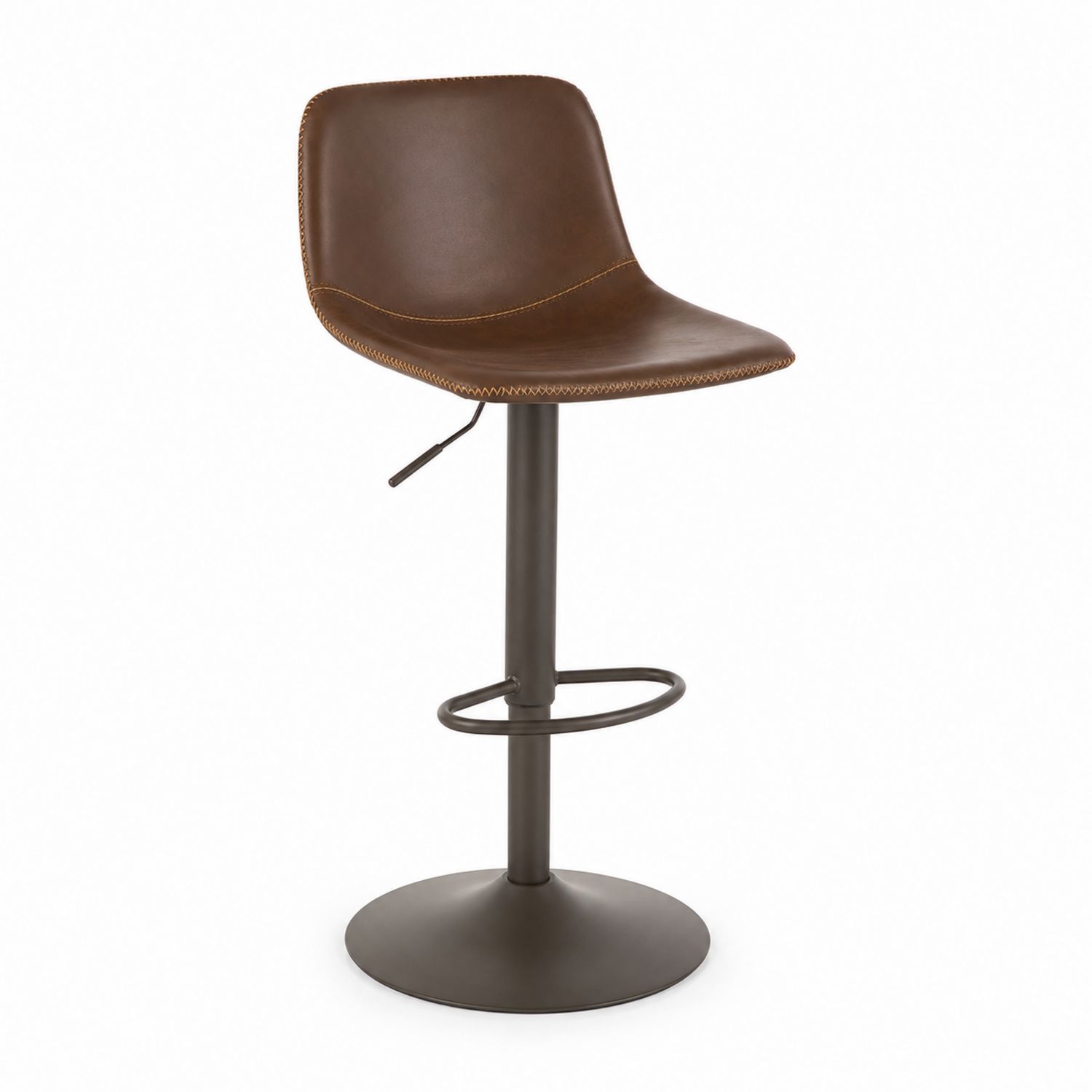 Taburete de metal con asiento de cuero sintético ajustable-Valtrivaria