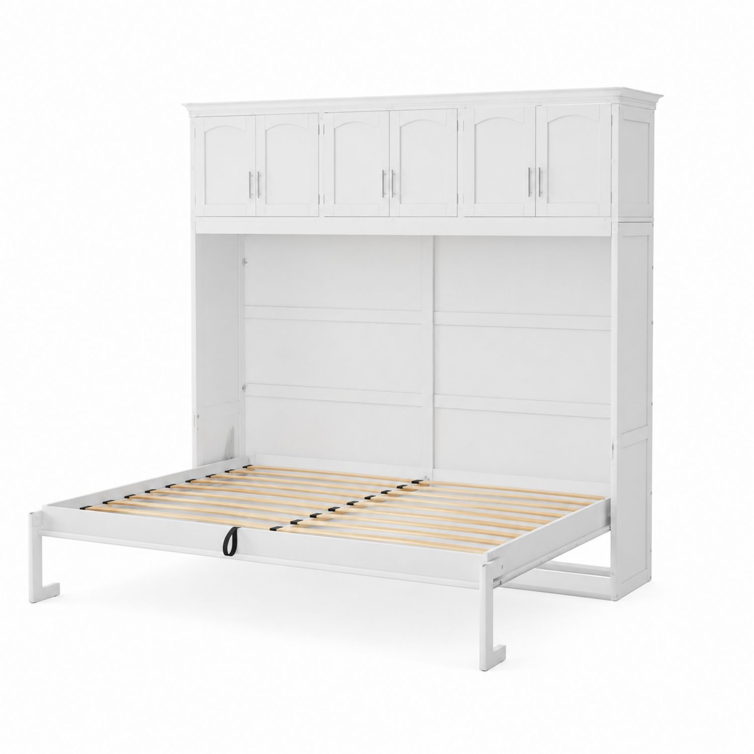 Cama abatible madera Blanca con armario 200x160 cm-Valtrivaria