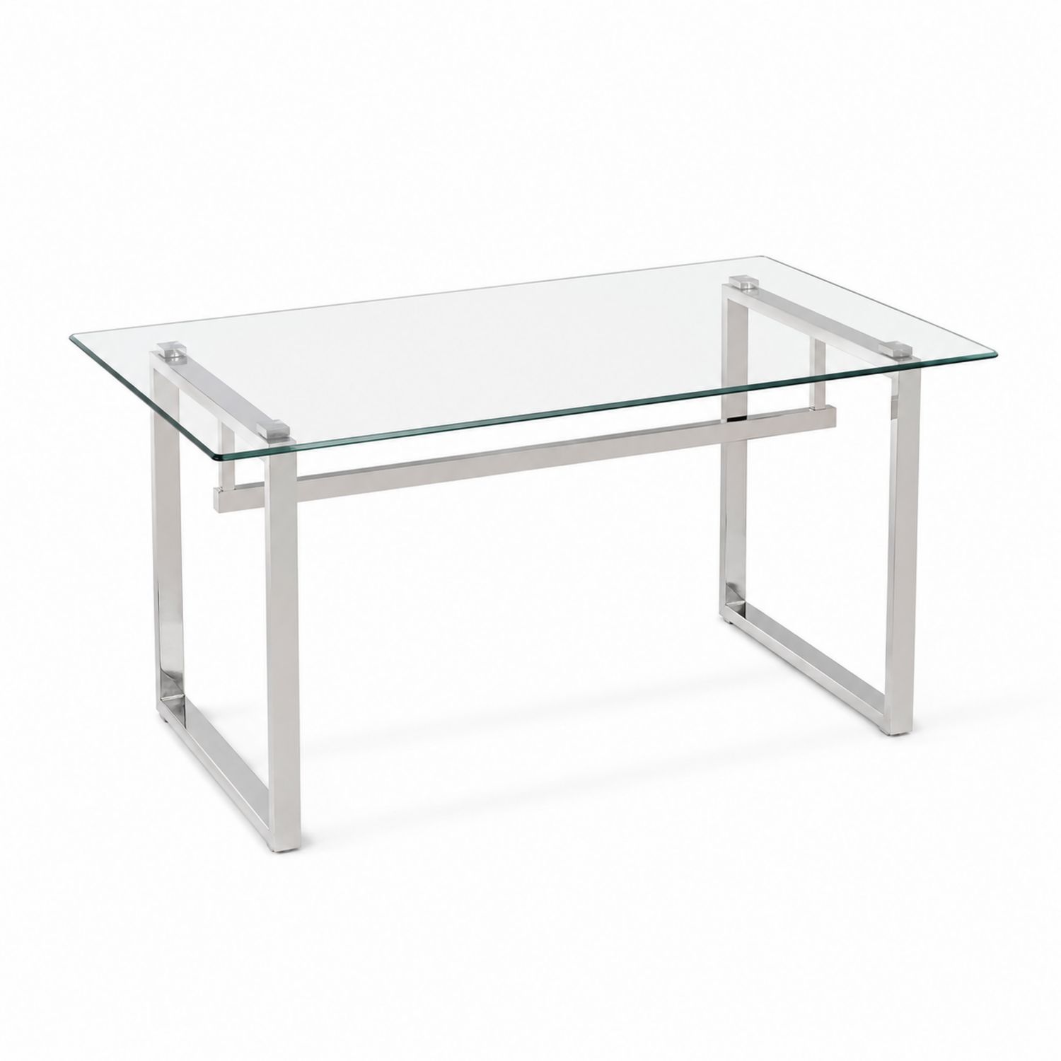 Mesa de comedor de vidrio y acero inoxidable 120x60x75 cm-Valtrivaria