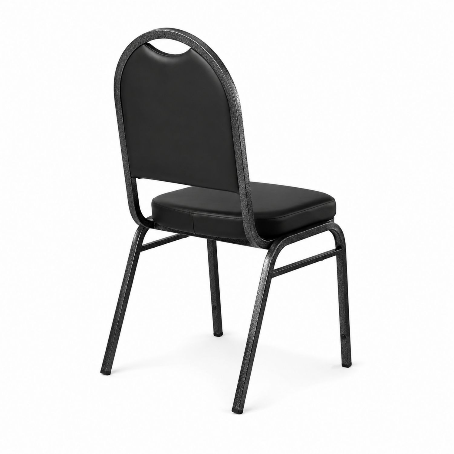 Silla de metal con asiento y respaldo de cuero PU negro-Valtrivaria
