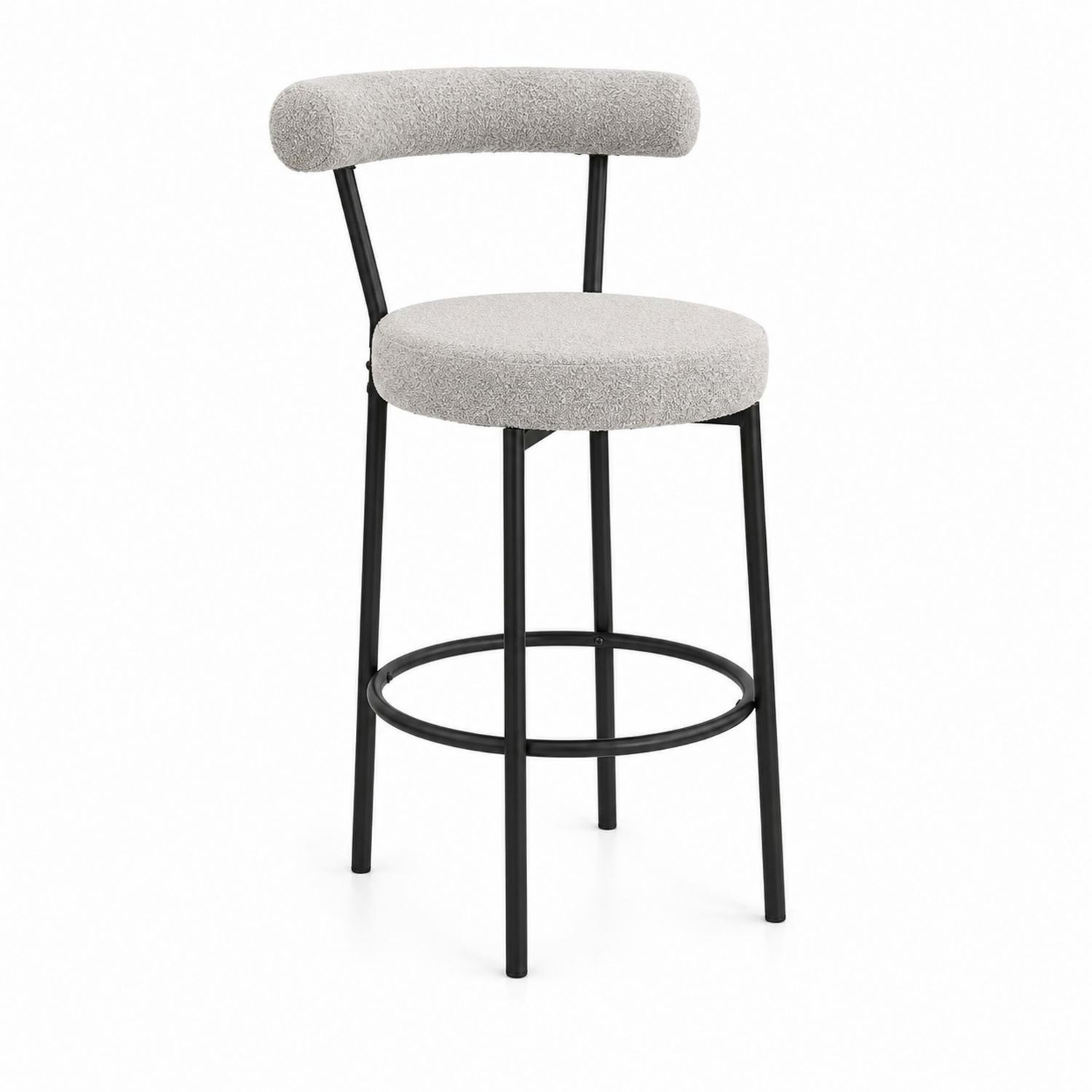 Taburete de Metal con Asiento de Poliéster Gris Claro-Valtrivaria