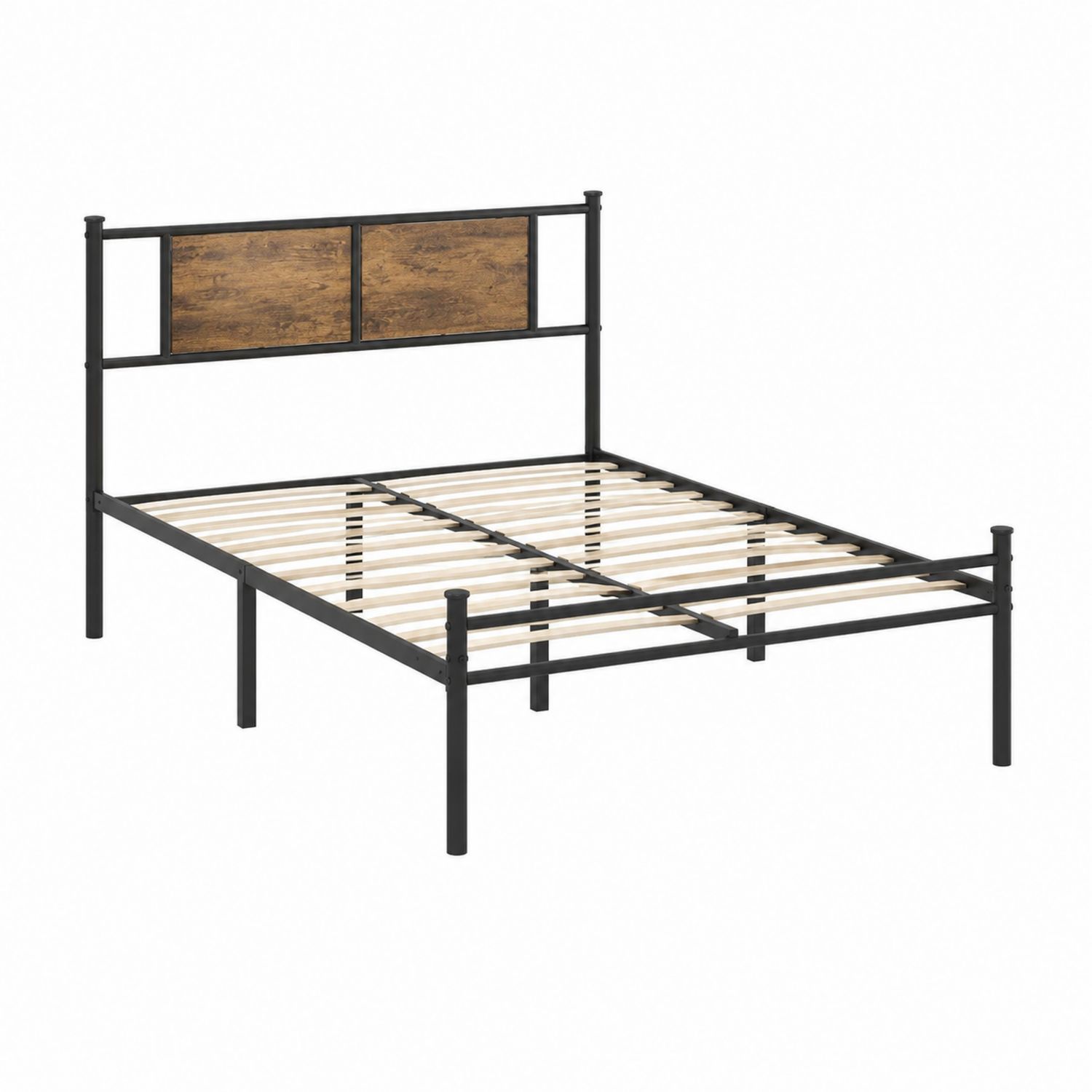 Cama de metal con cabecero de MDF 200x150 cm Negro-Valtrivaria