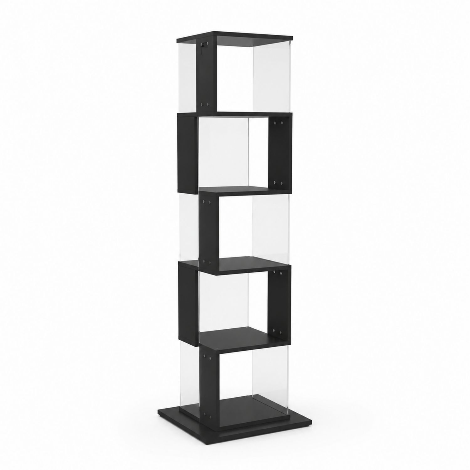 Estantería de pie 5 niveles metal y vidrio templado 137x35 cm-Valtrivaria