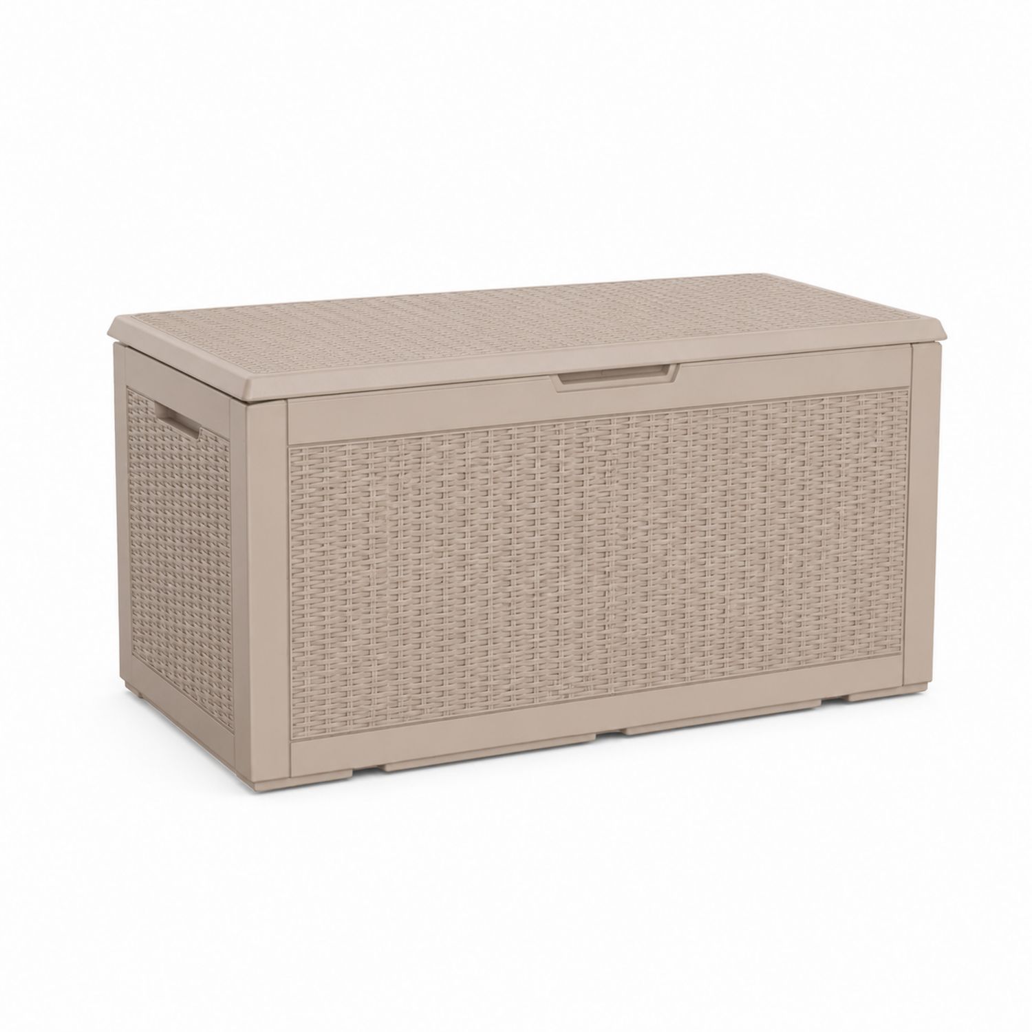 Banco de almacenamiento de plástico trenzado 120x45x60 cm Beige-Valtrivaria