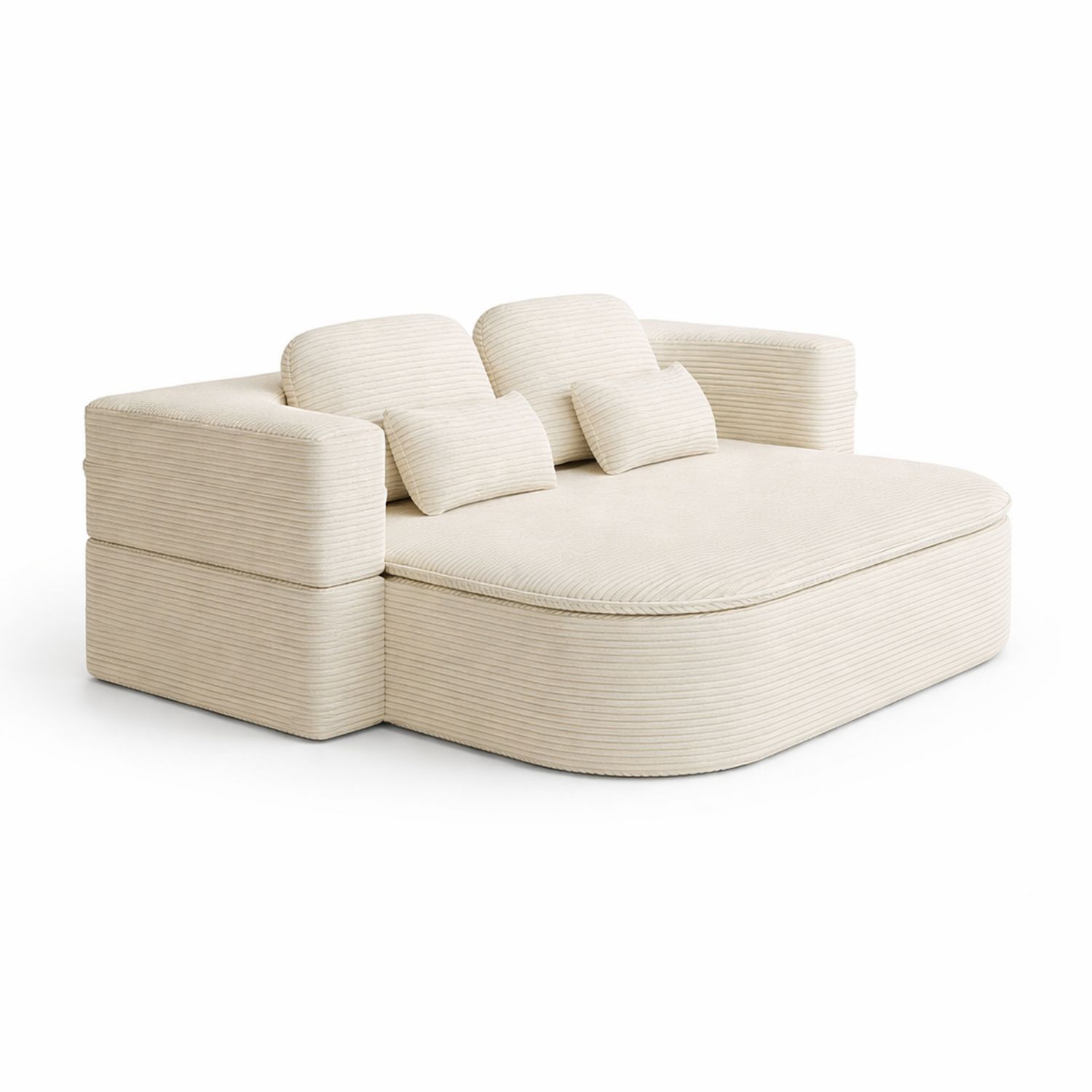 Sofá modular de pana beige con cojines-Valtrivaria