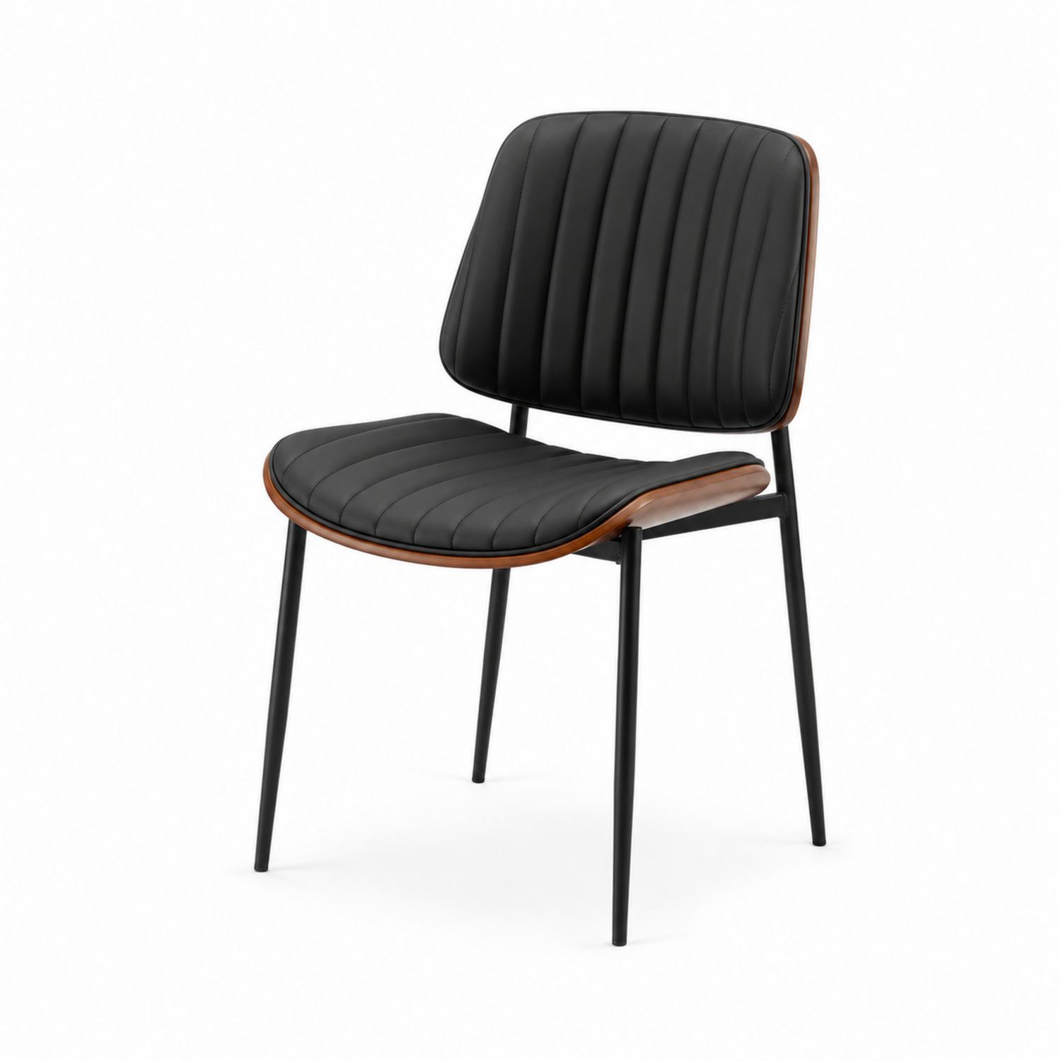 Silla de metal y cuero PU Negra-Valtrivaria