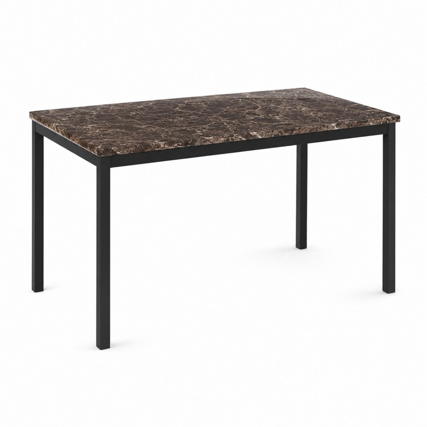 Mesa de comedor de mármol marrón y metal negro 120x70 cm-Valtrivaria