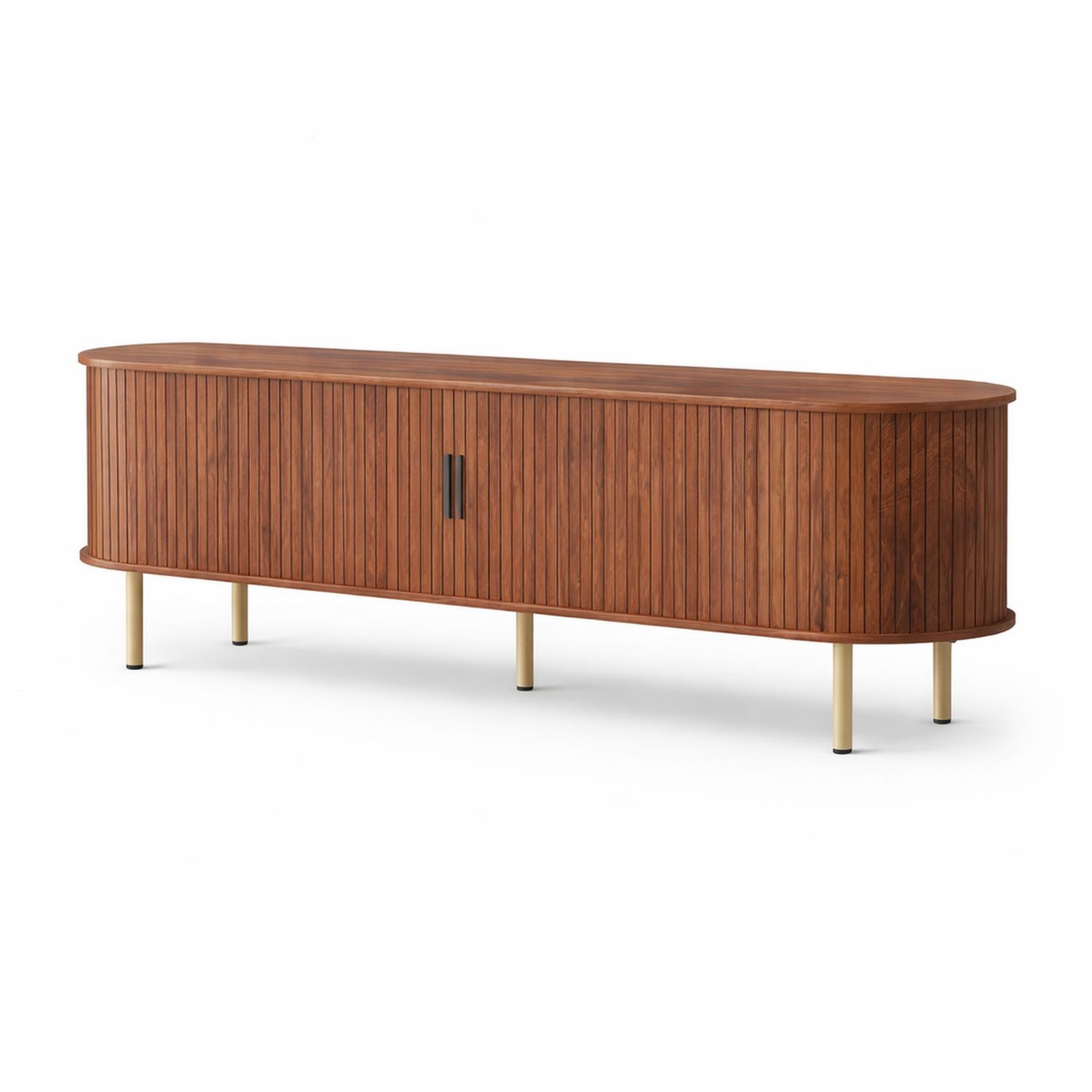 Mueble de TV de Madera de Nogal con Patas de Metal 180x40x50 cm Marrón-Valtrivaria