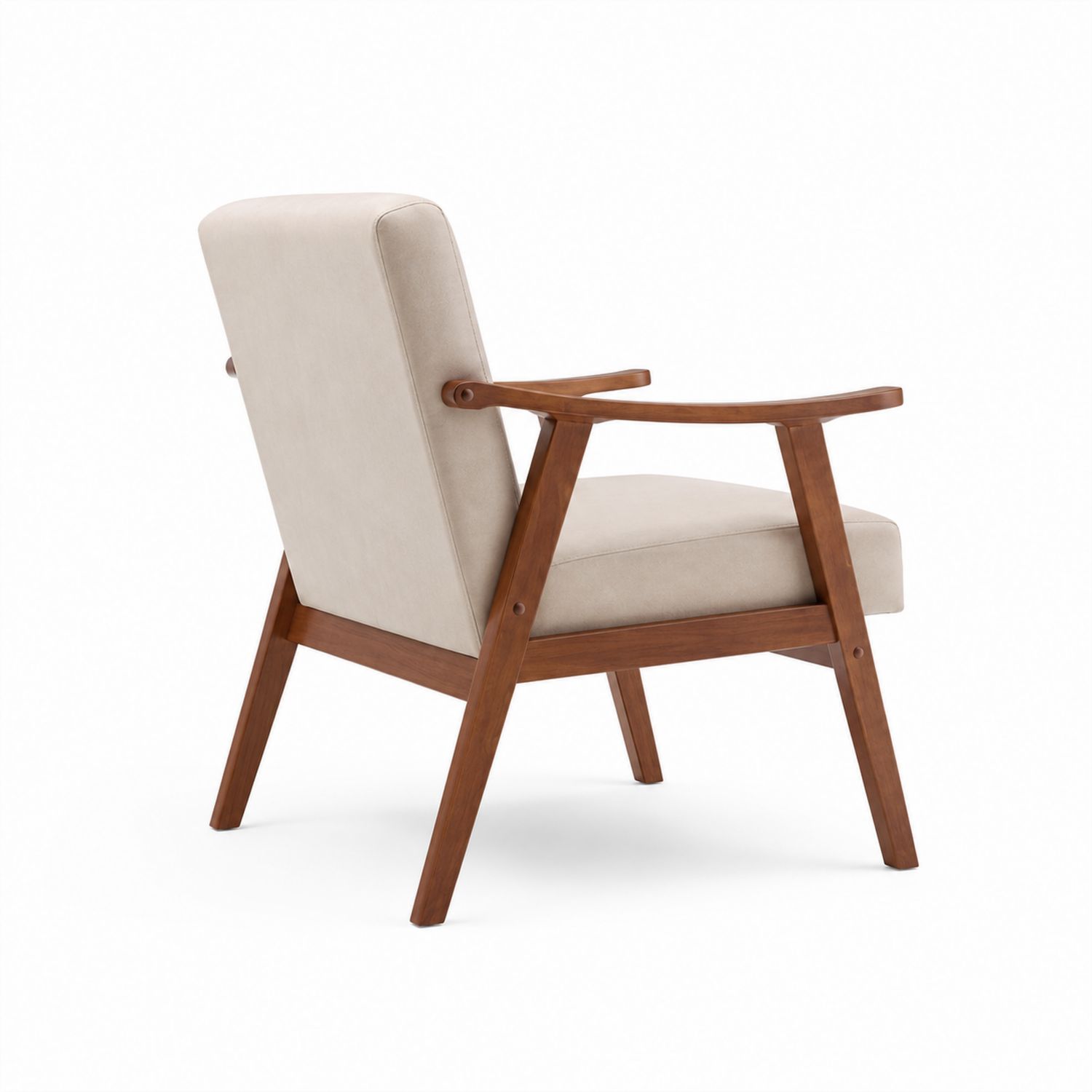 Silla de Madera con Tapizado de Poliéster Beige-Valtrivaria