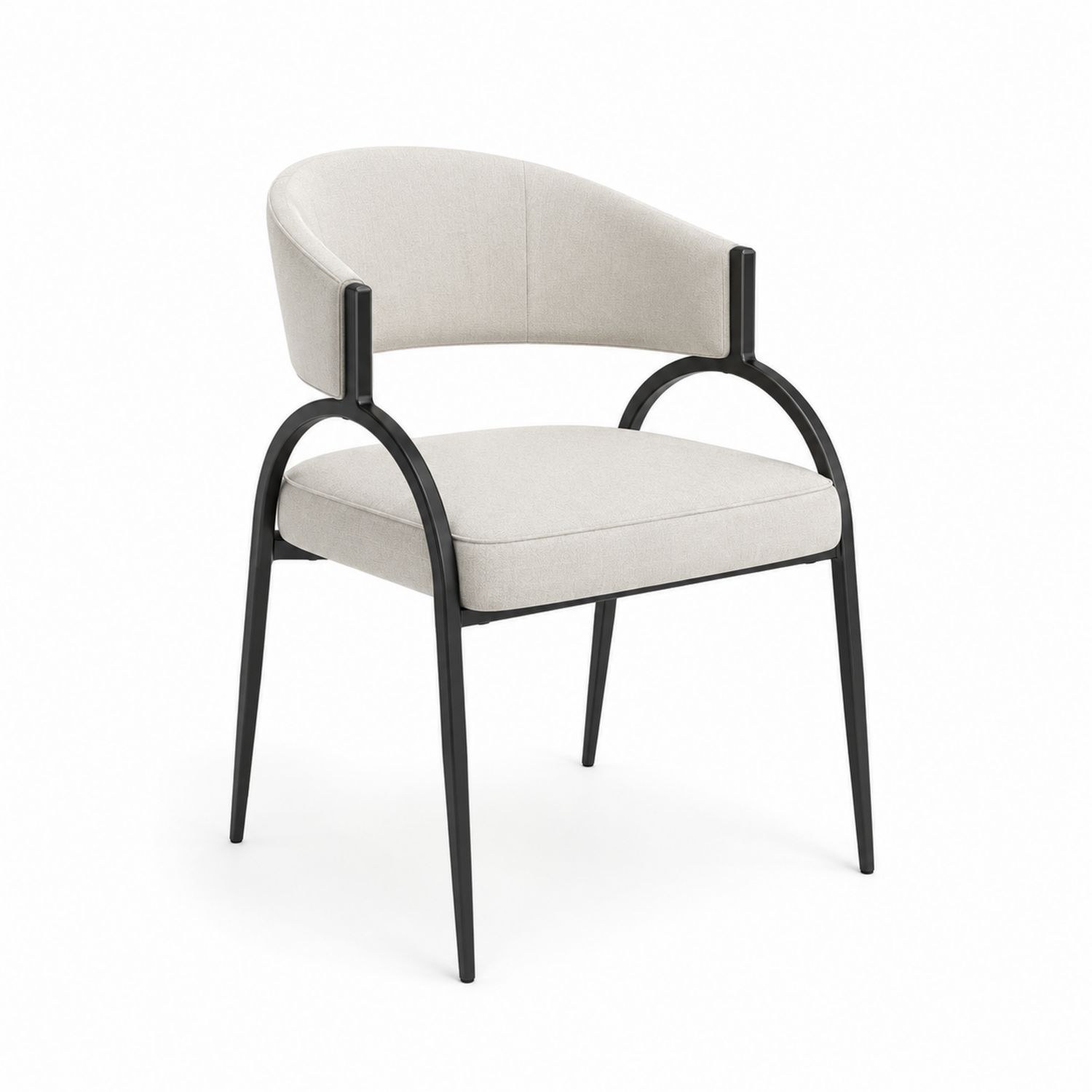 Silla de metal con tapizado en tela de poliéster beige-Valtrivaria