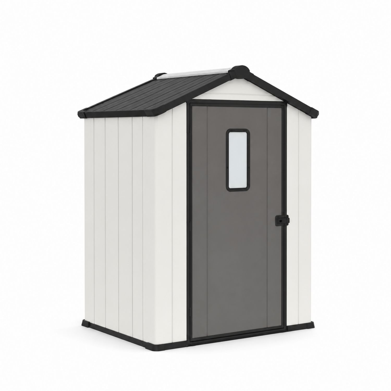 Cobertizo de resina gris y blanco 131x110x214 cm-Valtrivaria