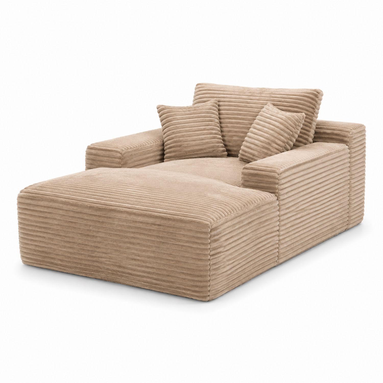 Sofá cama chaise longue de pana Beige 200x150x90 cm-Valtrivaria