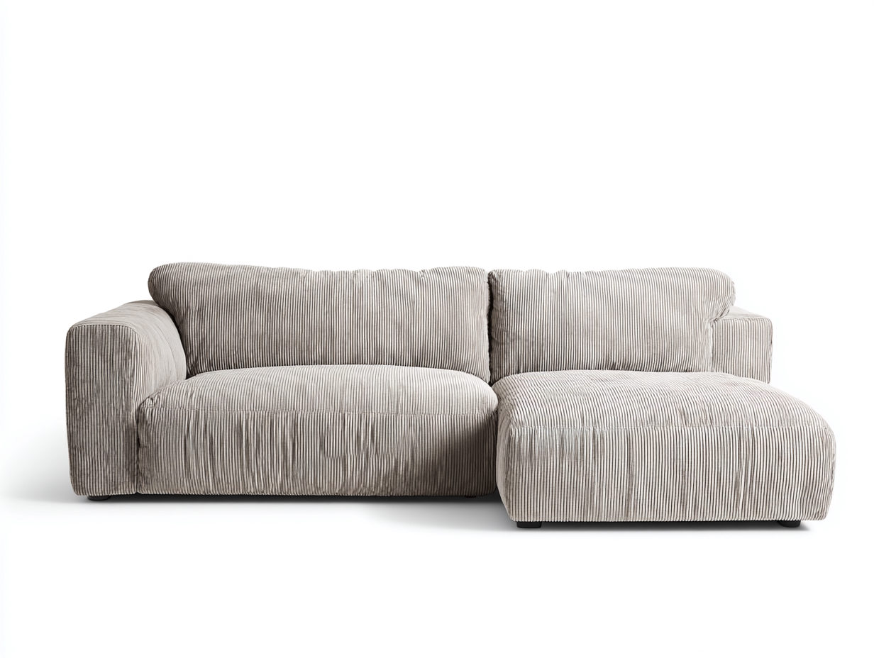 Sofás de esquina sofá chaise longue tapizado en pana 245x155x82 cm beige - diseño modular moderno-Vimiyhome